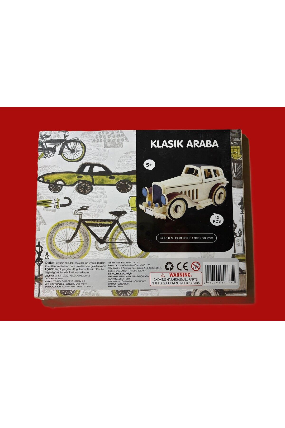 Robotime TEKZEN Ahşap Maket Klasik Araba | 17x8x8 cm