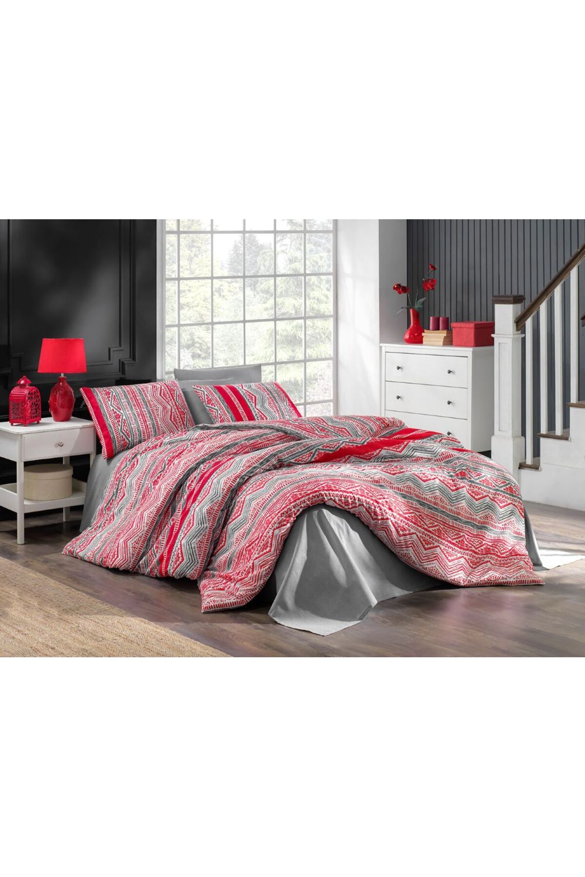 MaralHome Desenli Çift Kişilik Nevresim Takımı