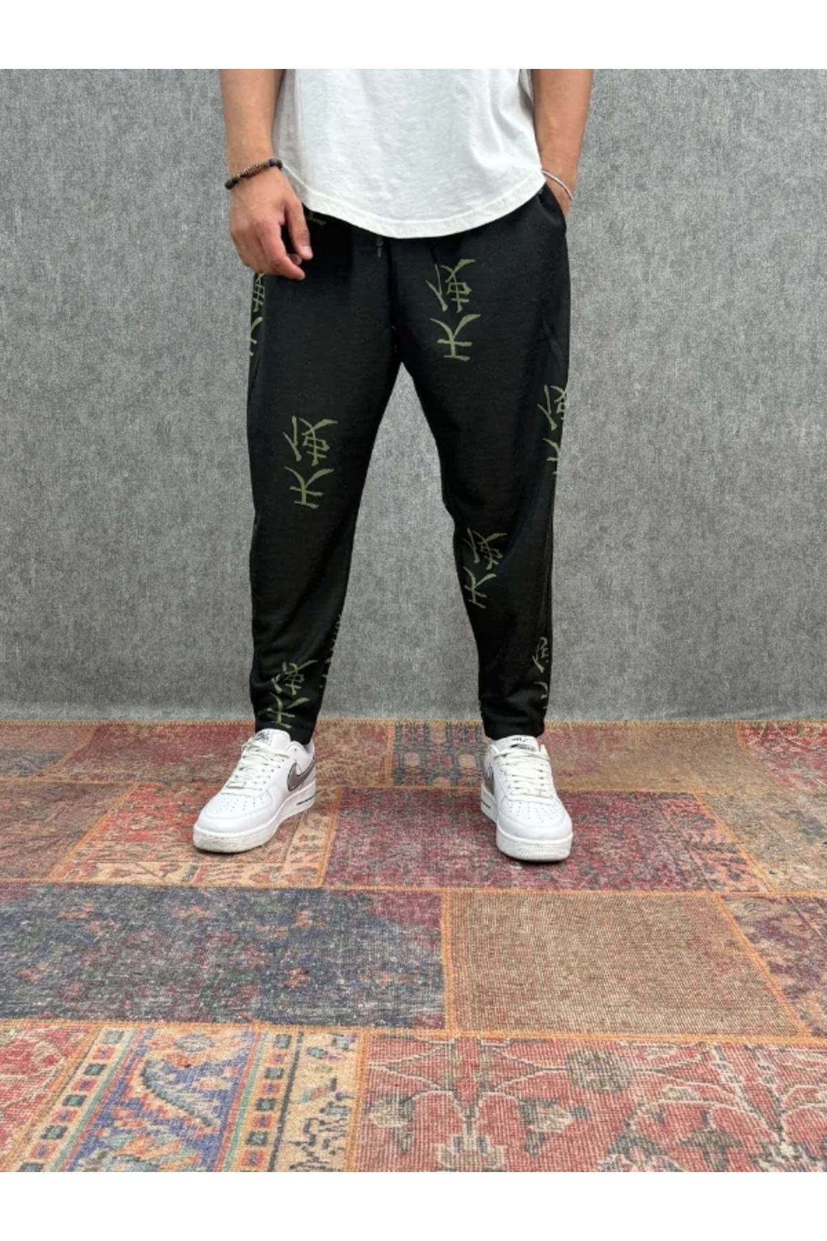 FıttingRoom Beli Lastikli Chinese Desenli Baggy Pantolon