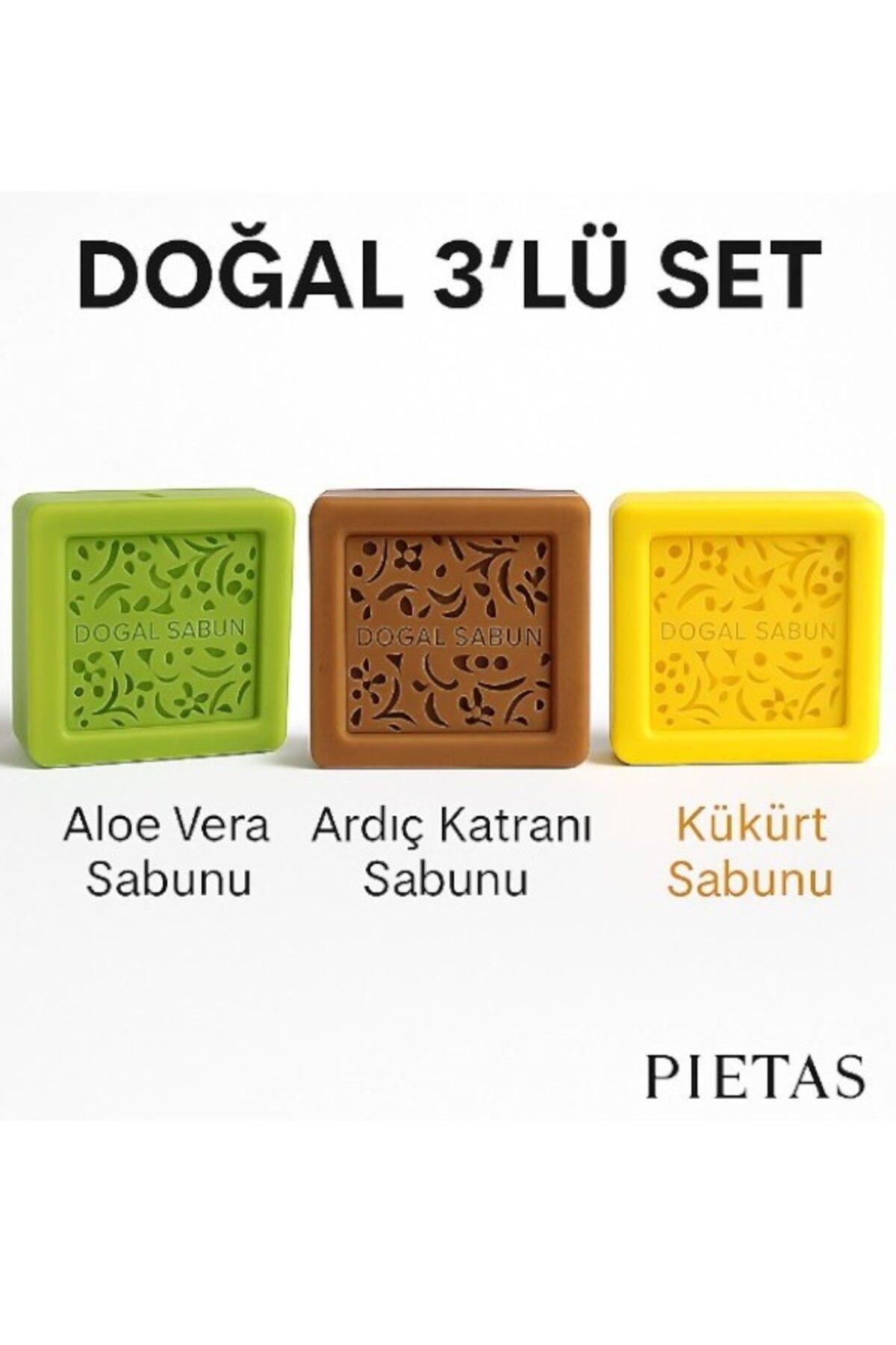 ANTEPLİHANI Doğal El Yapımı Sabun 125 gr 3'lü Set | Ardıç Katranı, Aloevera, Kükürt Sabunu
