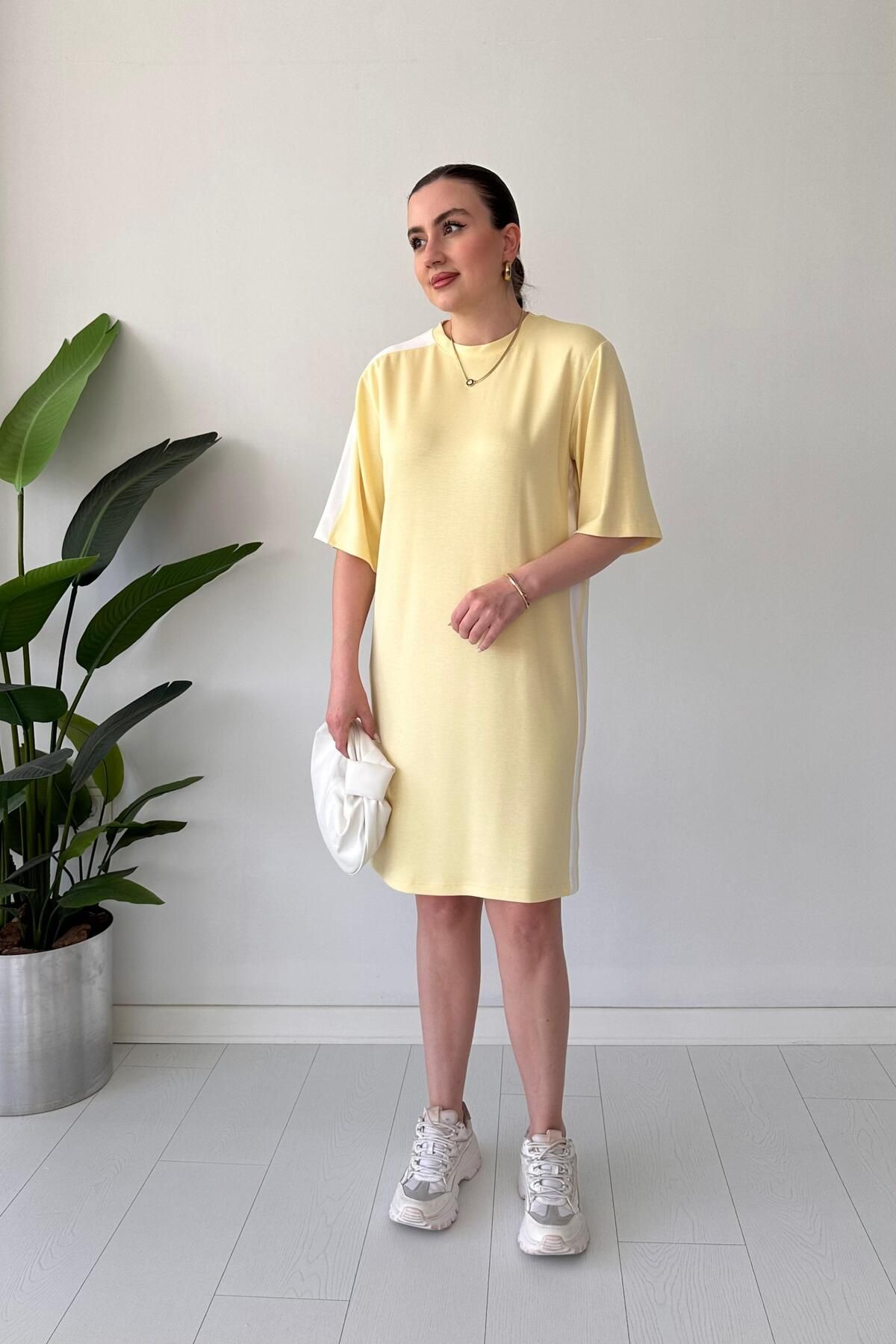 MaziButik Midi Boy Modal Elbise Sarı