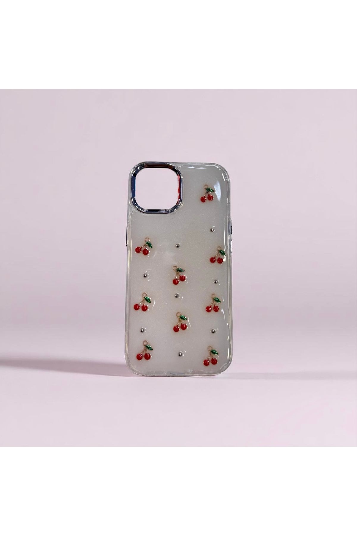 zore Kiraz&Sim Detaylı Şeffaf iPhone Kılıfı