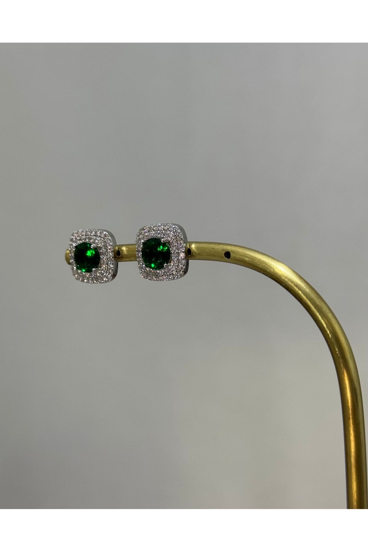 XUPING JEWELRY 316L yeşil zirkon taşlı çelik küpe paslanmaz kararmaz