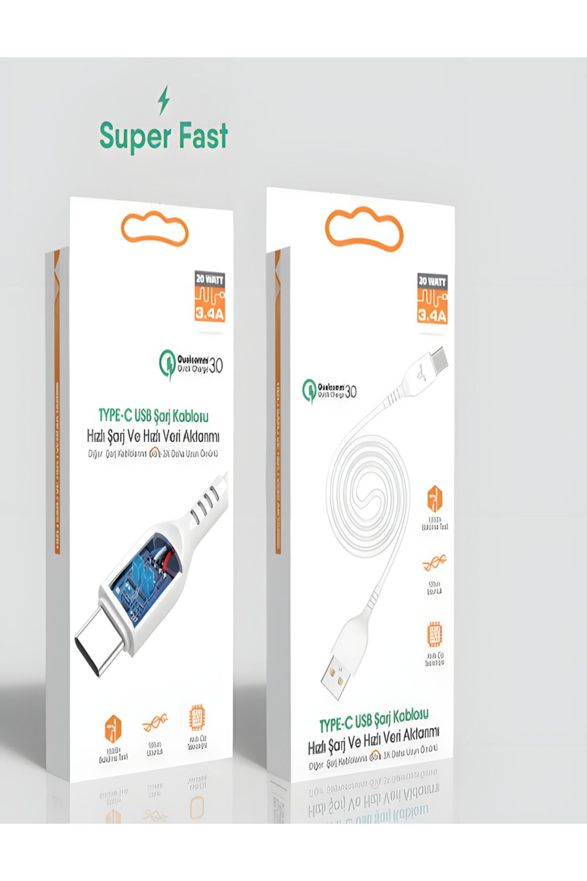 Kgntech Akılı Hızlı Şarj Kablosu 20W Type-C