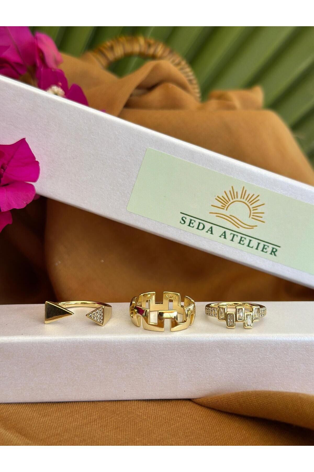 S ATELIER 14 K Altın Kaplama Yüzük Seti Cherry
