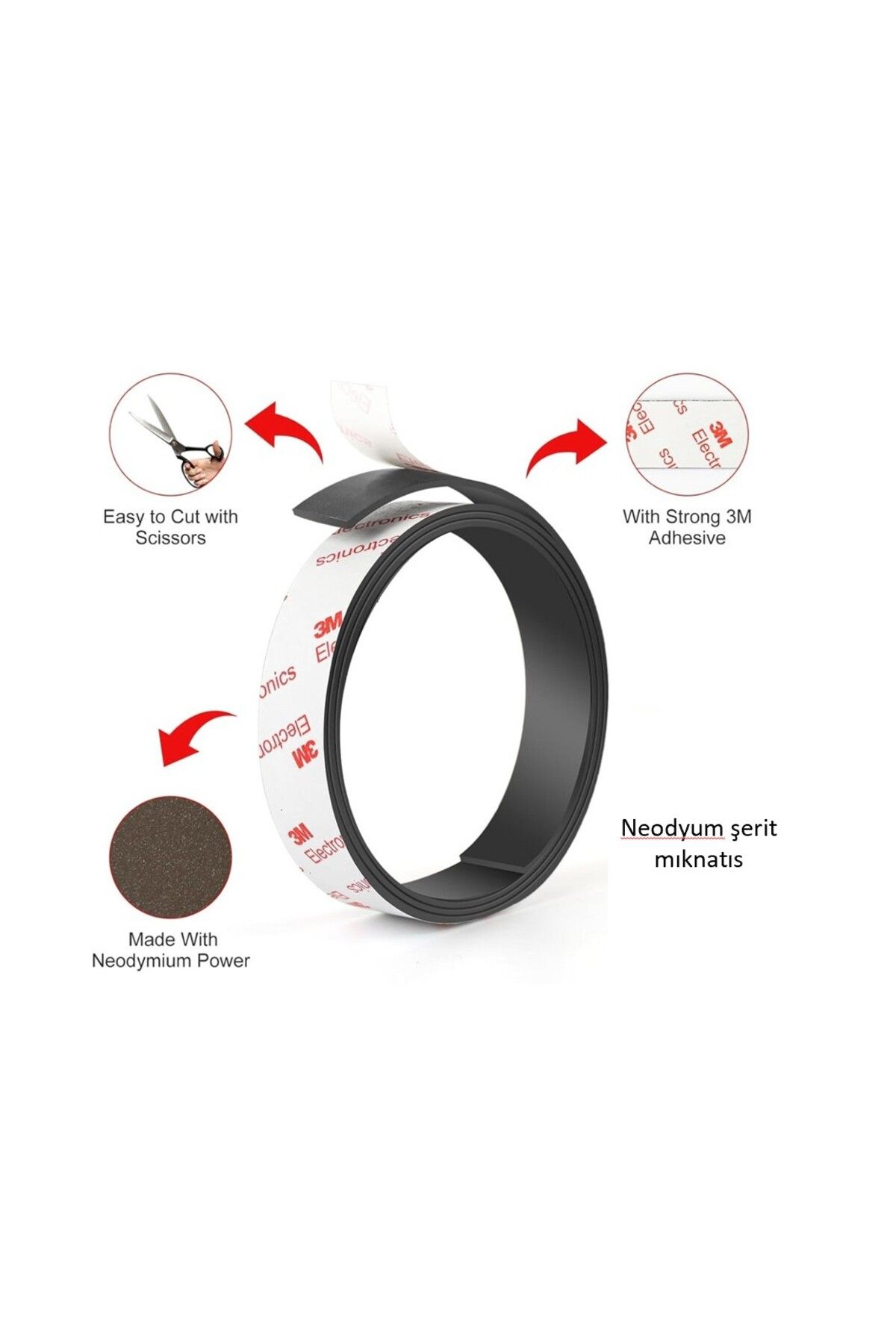 Hdg 50 cm 3m Yapışkanlı Neodyum Şerit Mıknatıs Magnet Buzdolabı Magnet - 4 kat daha güçlü