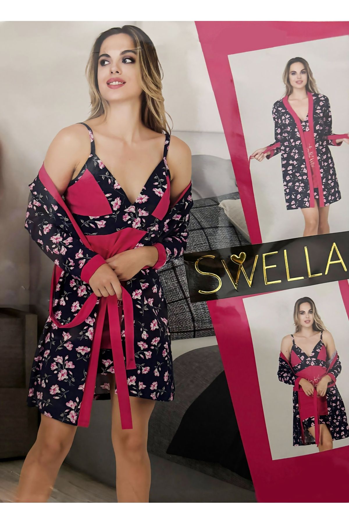 SWELLA ÇİÇEK DESENLİ KADIN PİJAMA TAKIMI