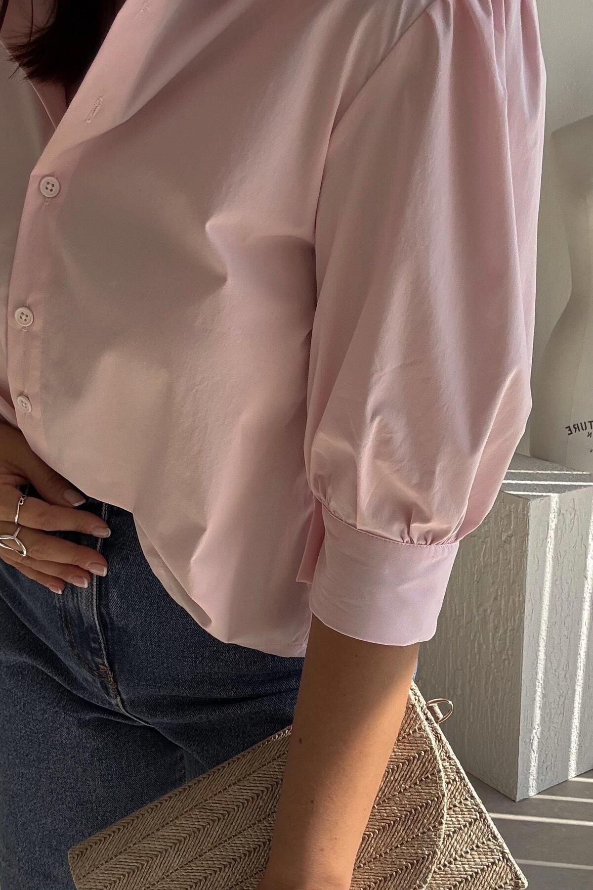 ELVAN TOLON Pembe Kısa Kollu Gömlek