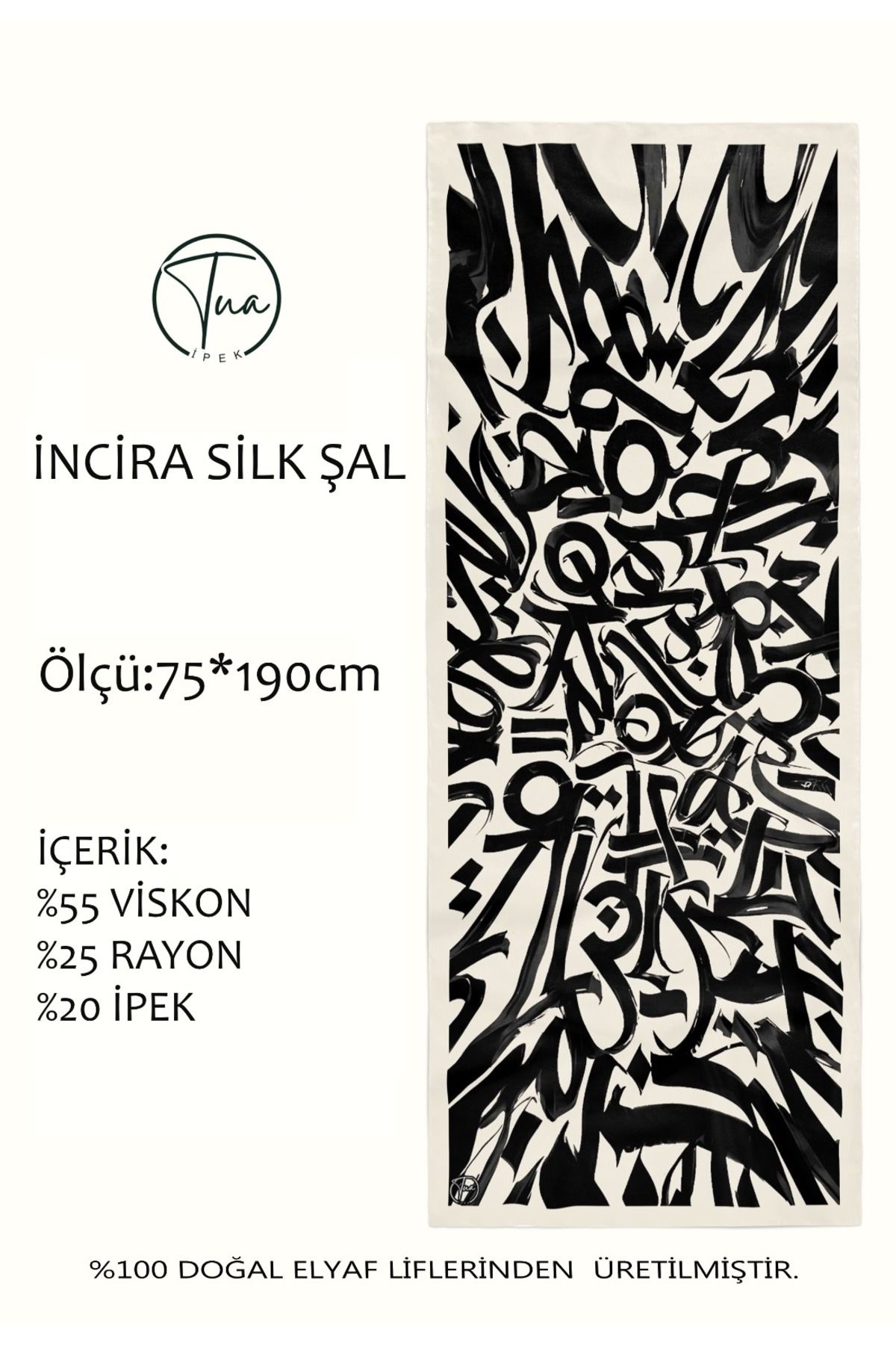 TUA İPEK Organic İNCİRA DUT İPEĞİ/VİSCOSE ŞAL - Hat Desenli