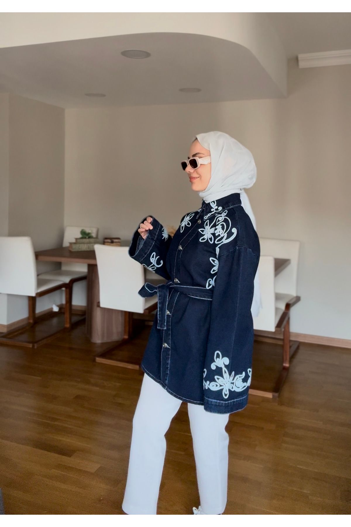 Touche Nakışlı Denim Ceket