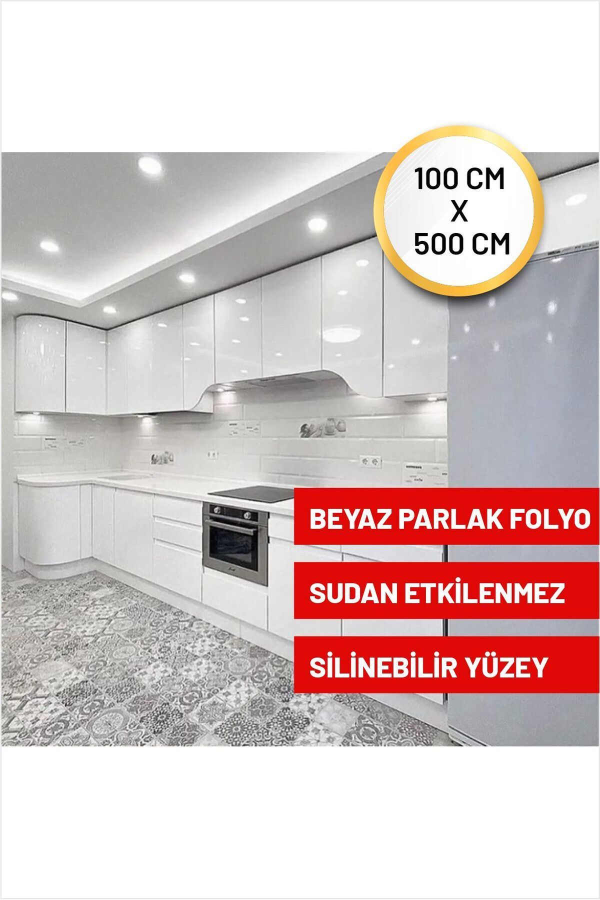 Elioure Parlak Beyaz Yapışkanlı Folyo, Mutfak ve Mobilya Kaplama İçin Şık ve Pratik seçim