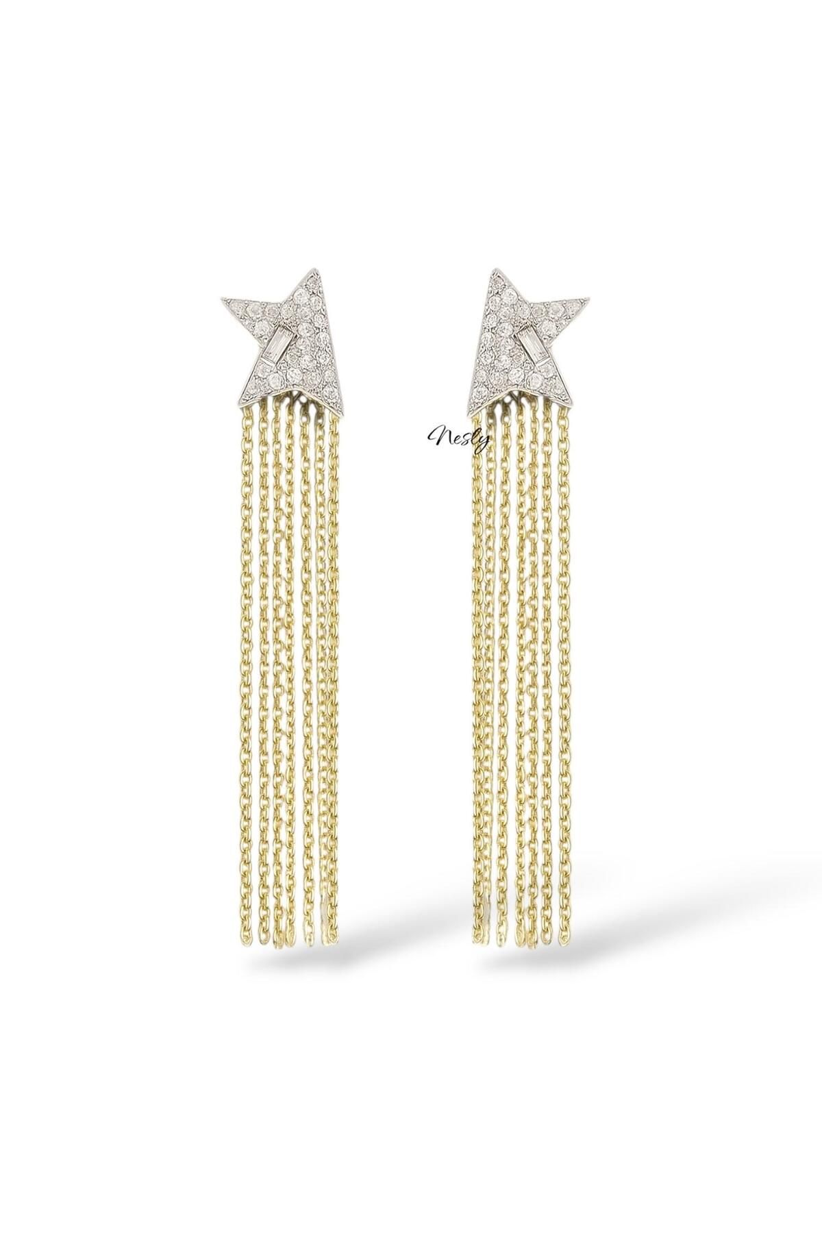 neslyaccessories Stella Drop – Kuyumcu Model Sallantılı Yıldız Küpe