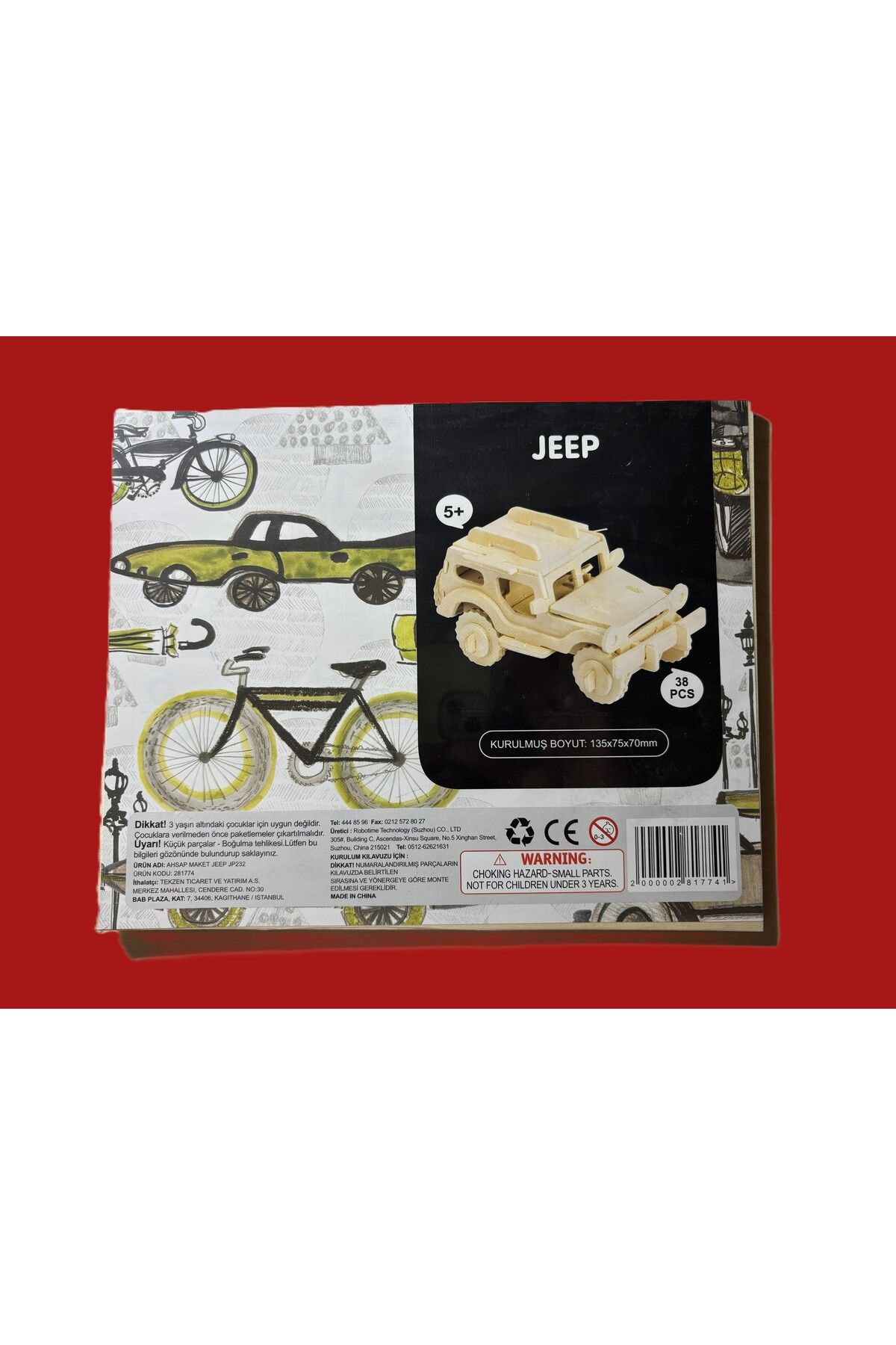 Robotime TEKZEN Boyanabilir Ahşap Maket JEEP 38 parça 13,5x7,5x7 cm