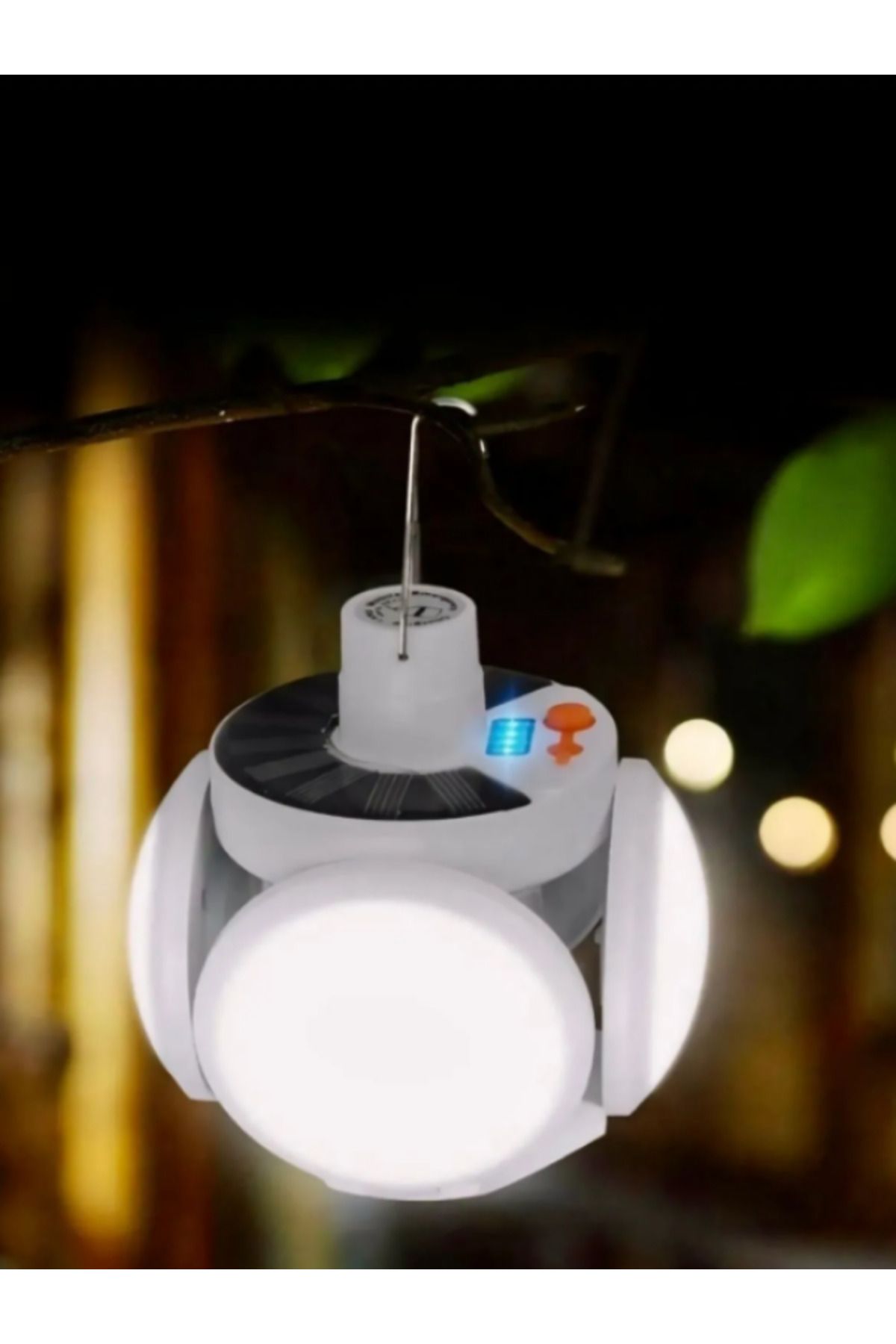 Arya 🏕️ Solar 5 Kanatlı Kamp Lambası – Katlanabilir, USB ve Güneş Enerjili, 5 Modlu Aydınlatma