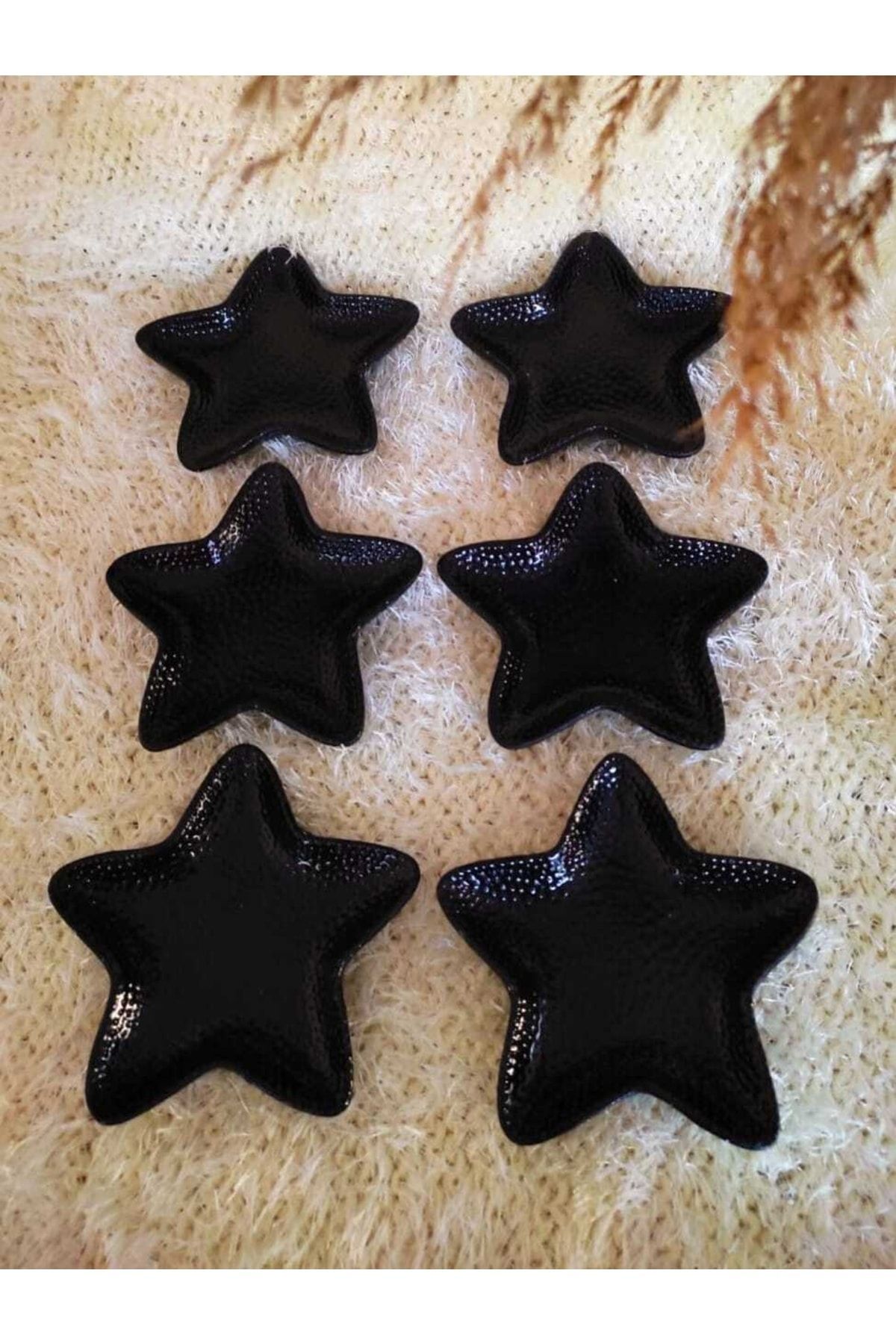 PULCA SHOP Siyah Kahve Yanı Sunumluk Lokumluk Ikramlık , Çerezlik 6 Adet Deniz Yıldızı