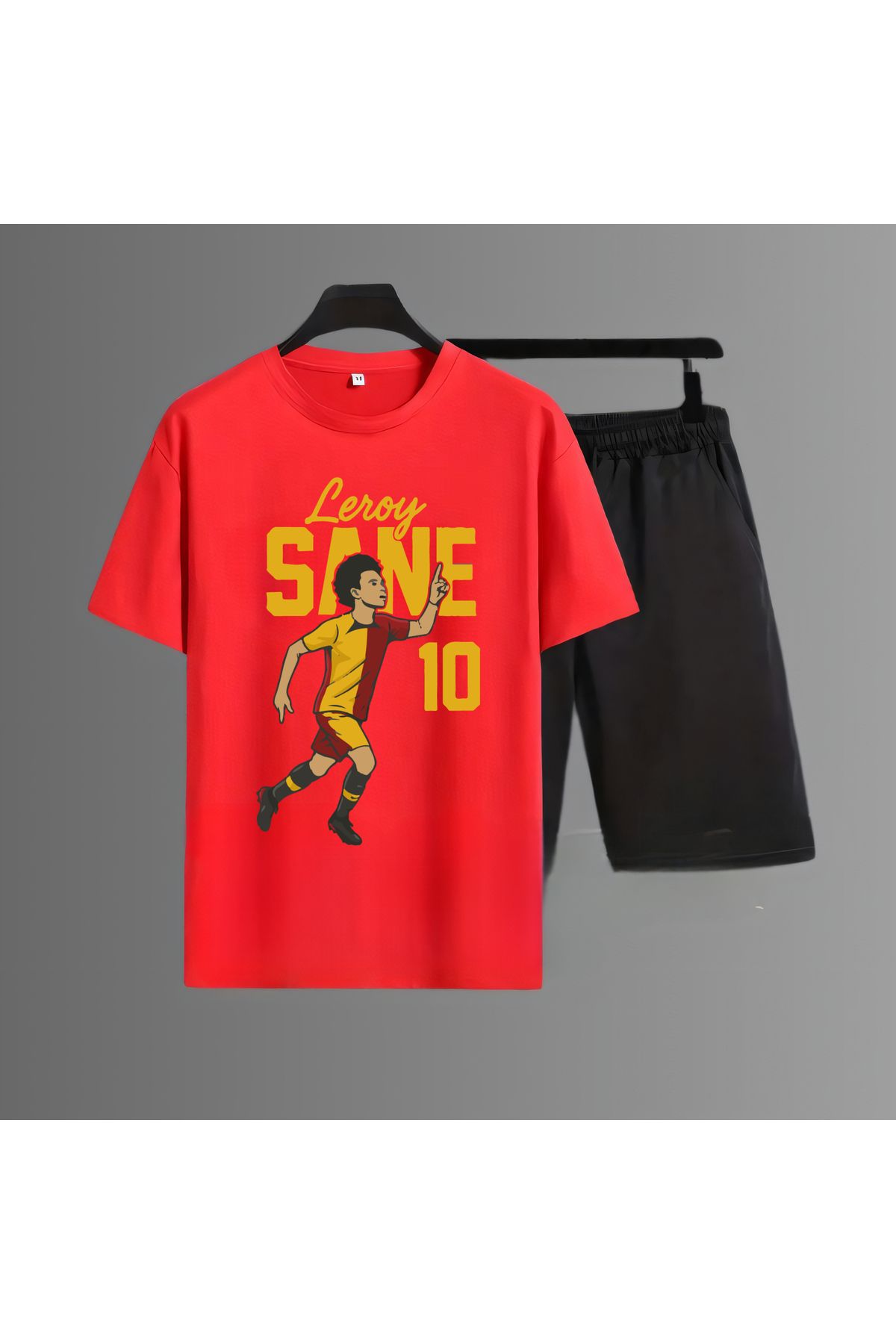Biy Store Galatasaray lorey Sane karikatür forma futbol baskılı unisex erkek tişört kadın tshirt şort takımı