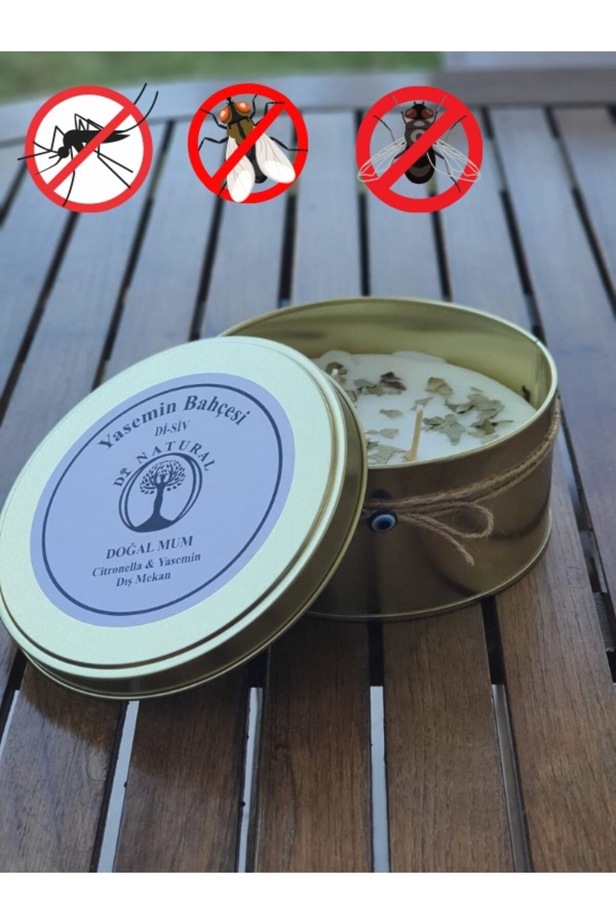 di naturel Yasemin Bahçesi Citronella Sivrisinek Kovucu Mum Dış Mekan 400 gr