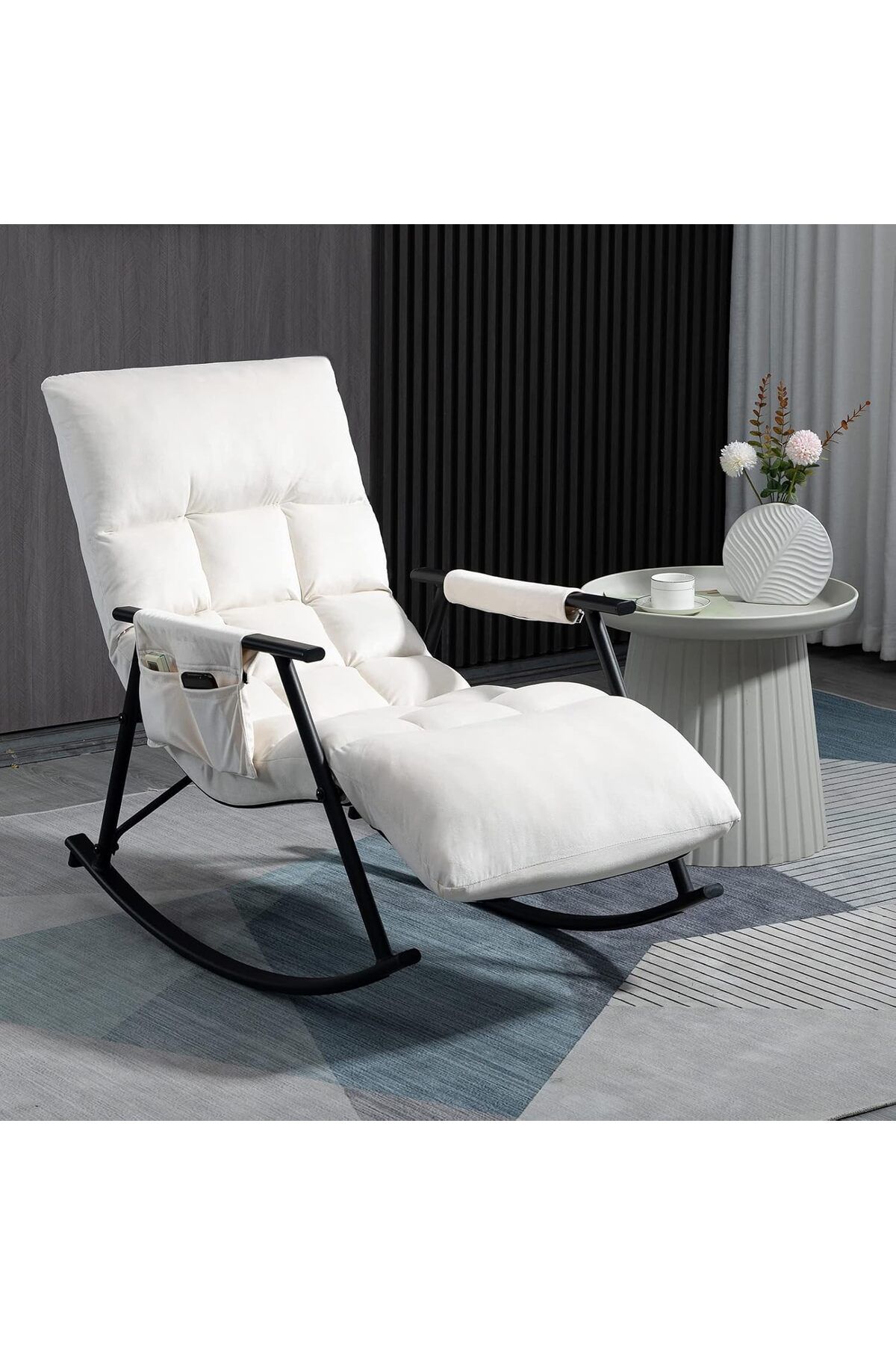 Generic-Relaxing fabric rocking chair with comfortable padding for maximum comfort - Dark Brown 1