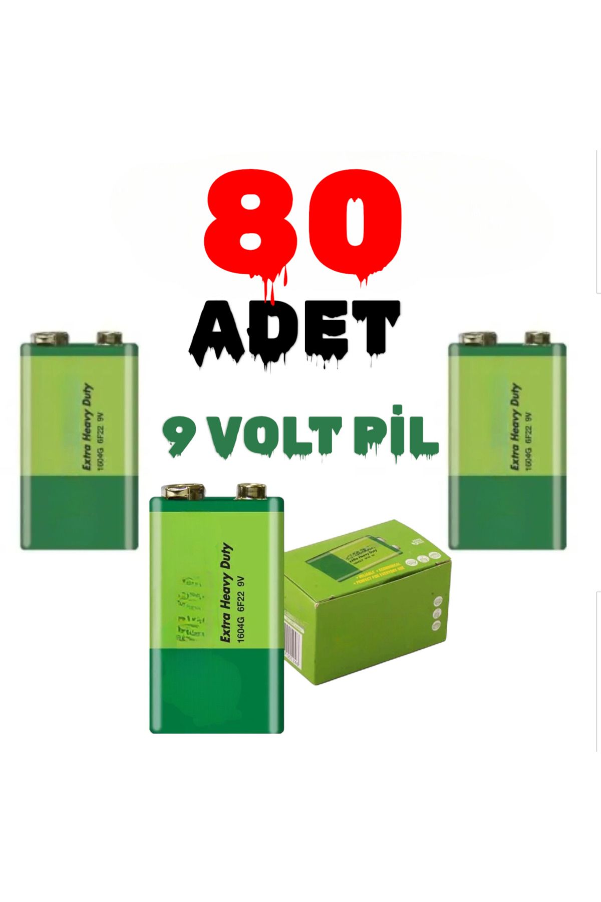 nelerbulurum 80 ADET 9 Volt Pil - 9V Oyuncak Araba Radyo Telsiz Duman dedektörü Drone El feneri Kumanda Pili