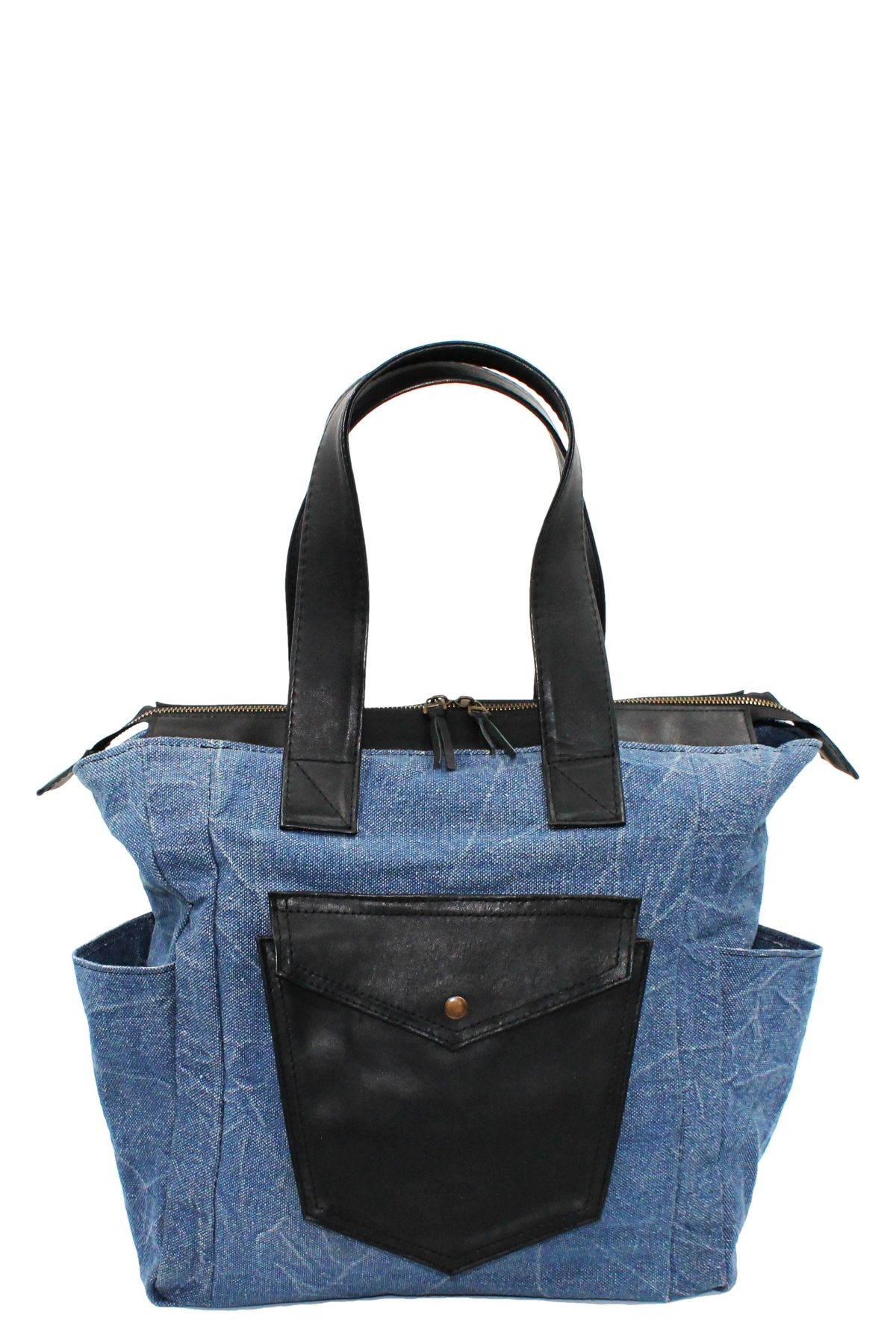 Coupe Leather Canvas Kol Çantası Deri Detaylı