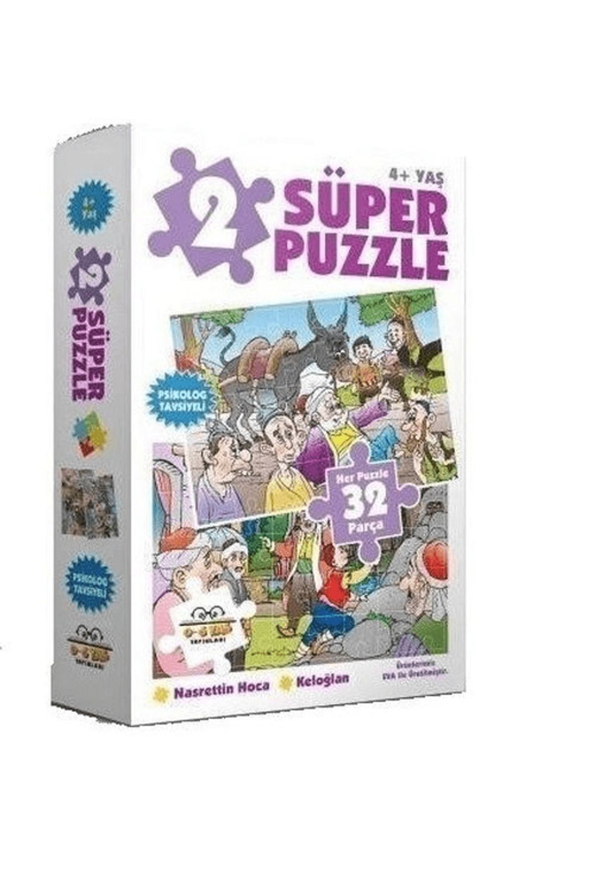 0-6 Yaş Yayınları 2 Süper Puzzle Nasrettin Hoca-Keloğlan 32 Parça