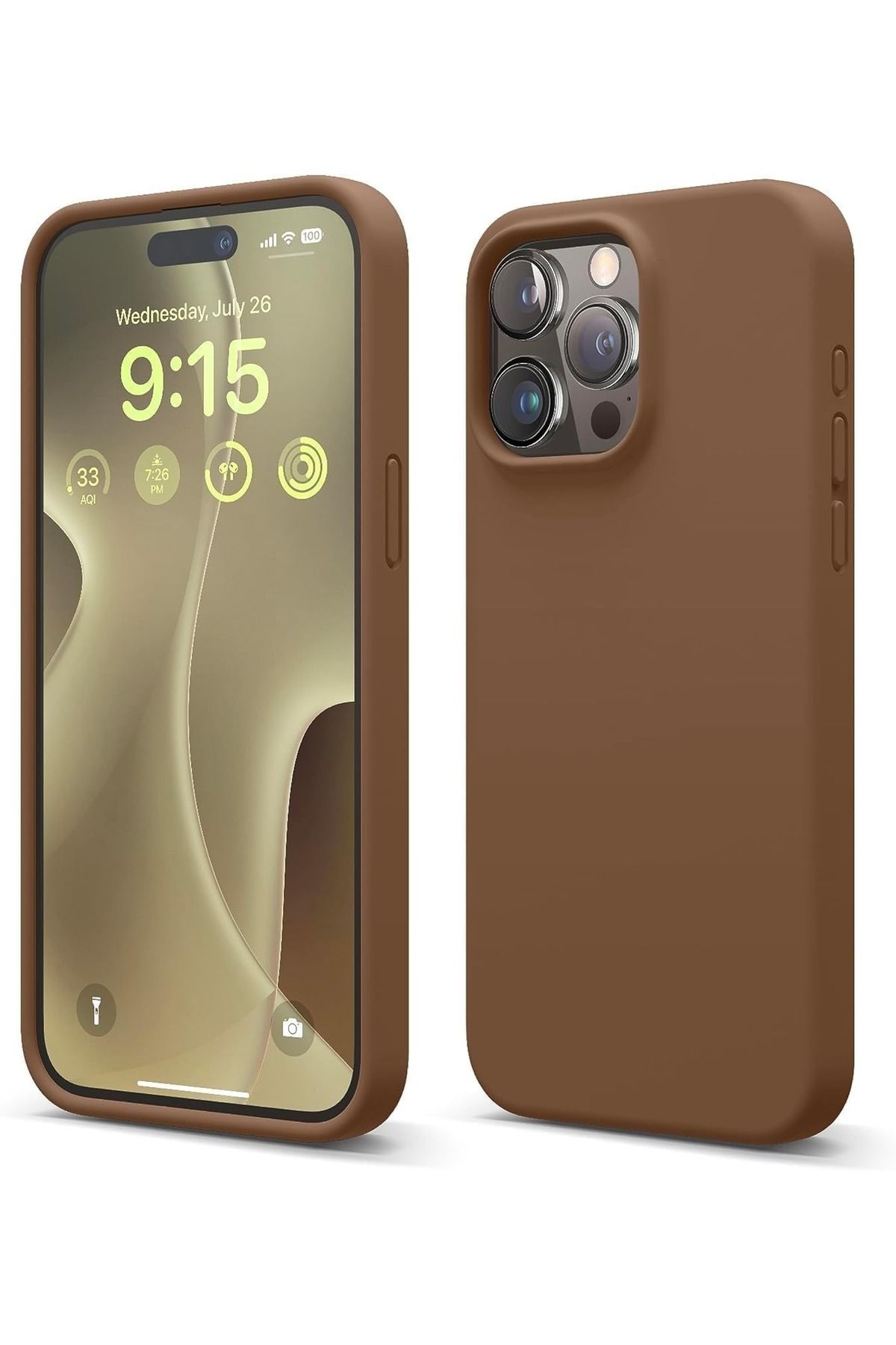 LUXKLAS iphone 14 pro lansman açık kahve renk içi kadife dışı silikon kılıf [ÜRÜN LOGODUR]