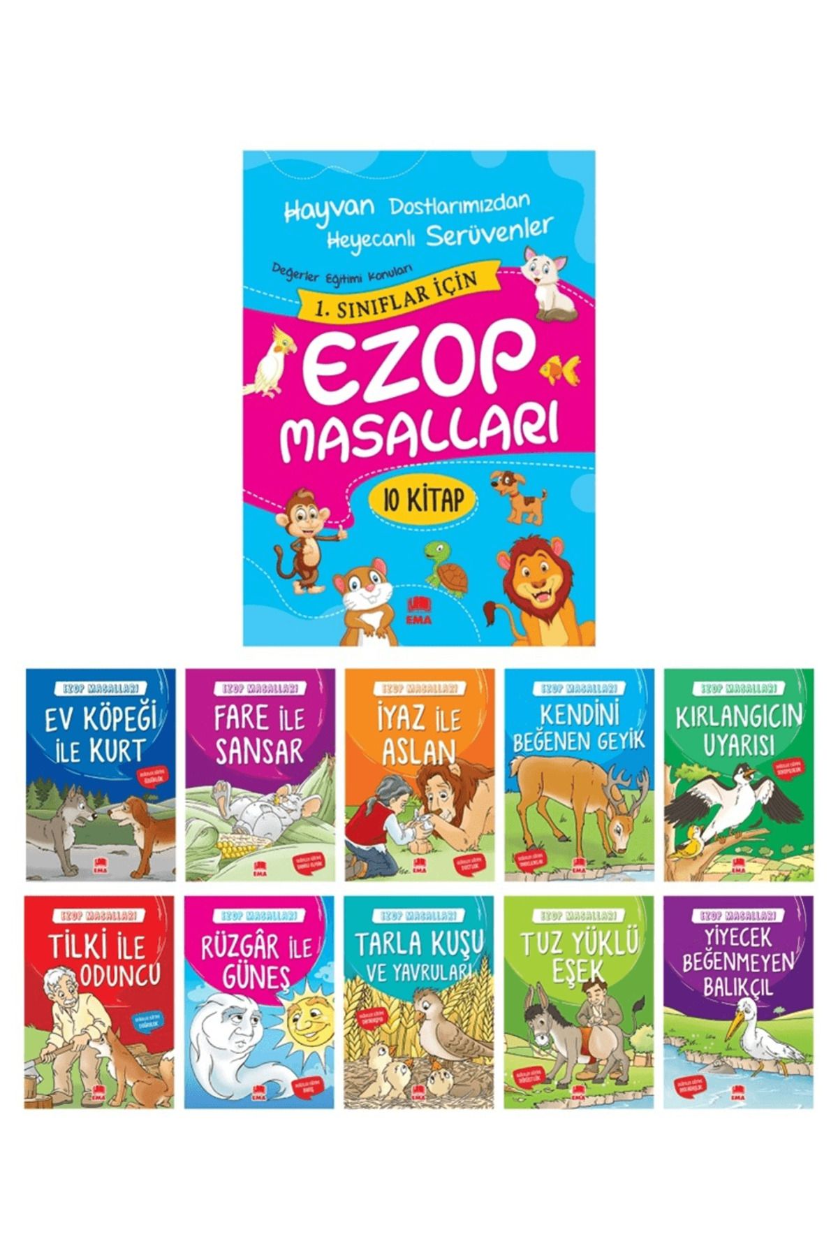 Ema Çocuk Ezop Masalları Büyük Boy - 10 Kitap Takım