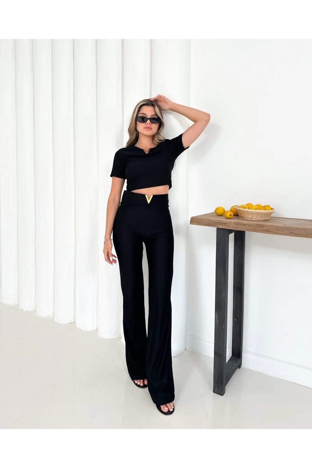 ufukmoda V aksesuarlı ottoman takım siyah s255850