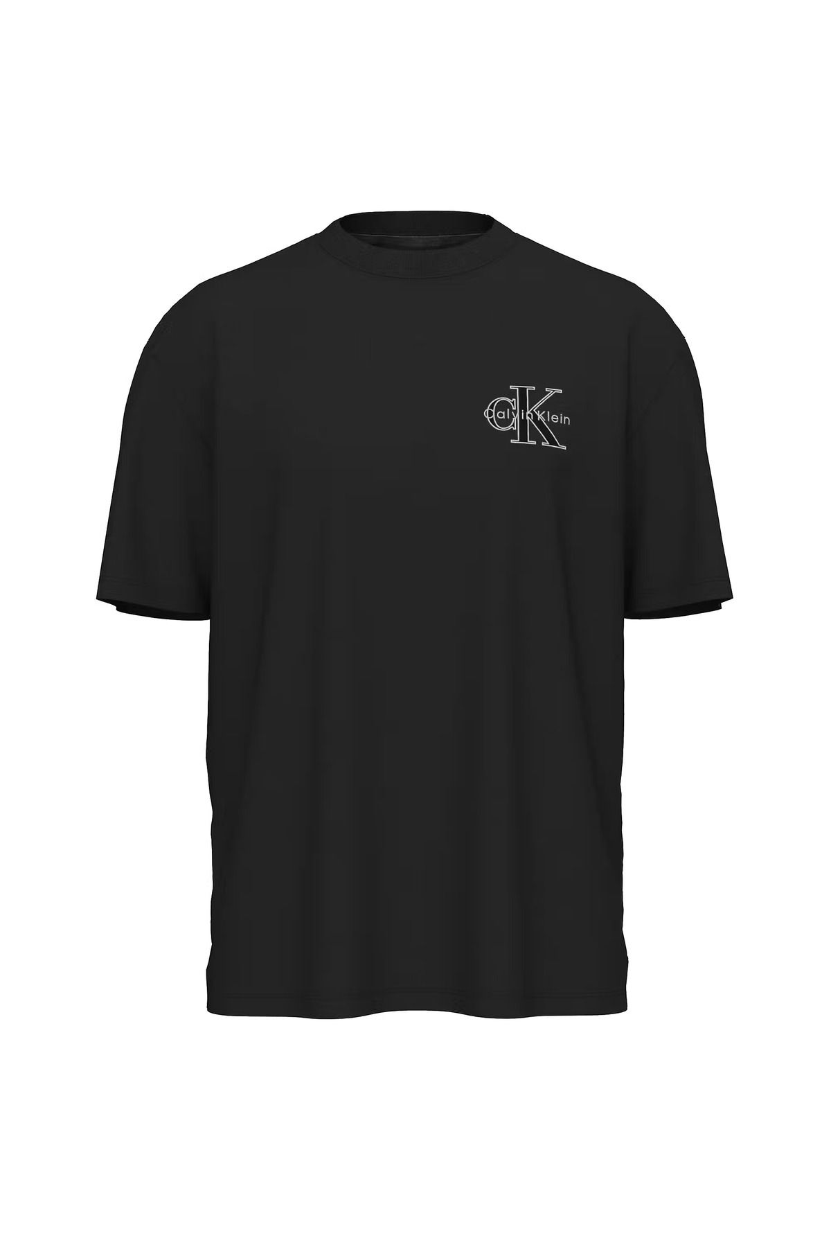 Calvin Klein Erkek Bisiklet Yaka Kısa Kol Slim Fit Ck Yaz Desen Siyah T-Shirt LV04RC856G-UB1