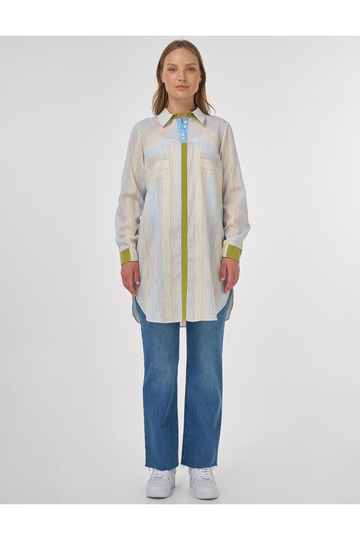 KYR-Fabric Garnished Viscose Tunic Ecru 2