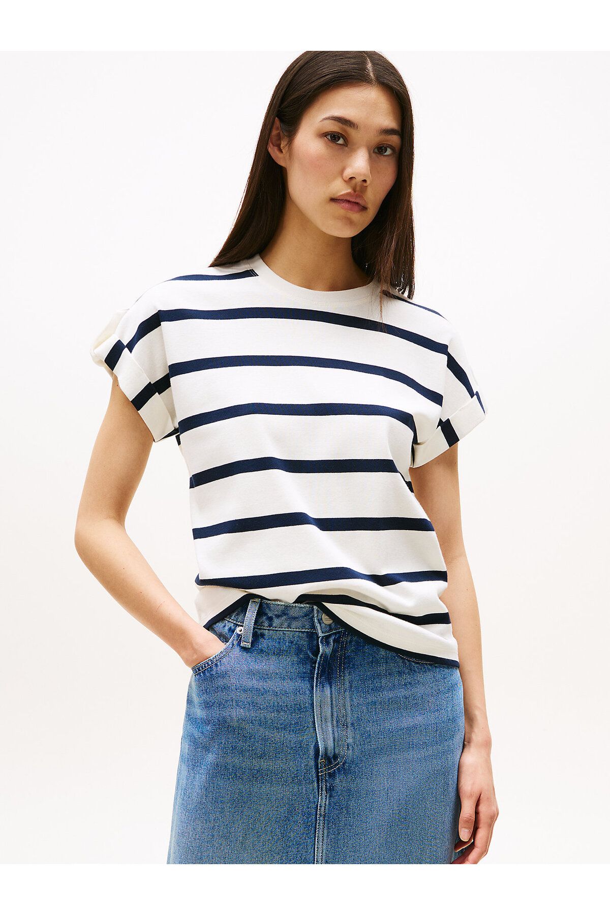 Tommy Hilfiger Gold Button Crew Neck T-Shirt