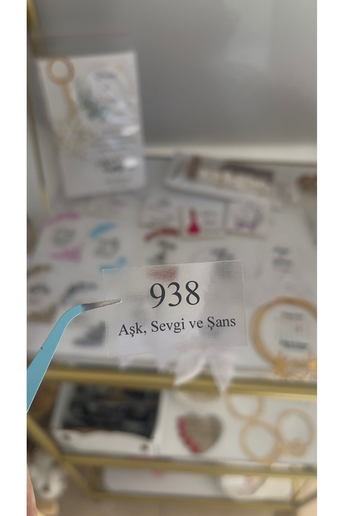 ARLetikettasarım Şeffaf Etiket 938 Aşk Sevgi ve Şans Yazılı 4x2,5 cm 108 Adet - Arletikettasarim