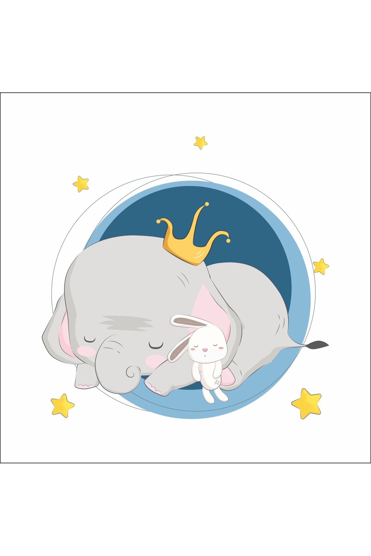 Reysa Tasarım Uyuyan Fil ve Tavşan Sticker