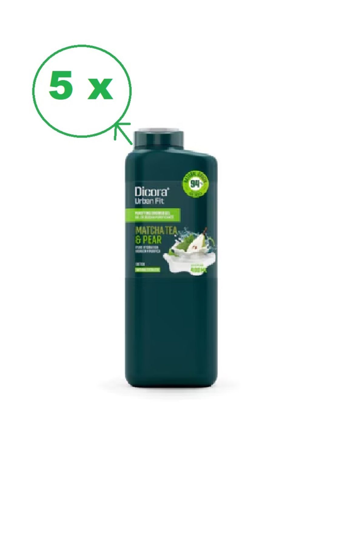 DICORA URBAN FIT Detox Matcha ve Armut Duş Jeli 400 ml x 5 Adet