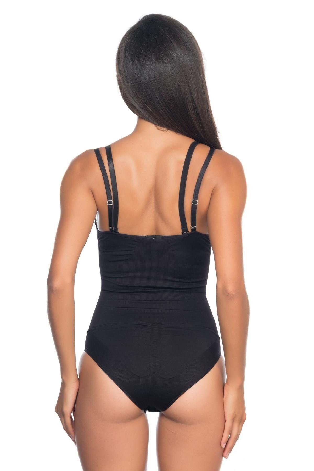 bazaar-turkey all you need-Black Mi Emay 2073 Open Chest Patterned Body Corset 3