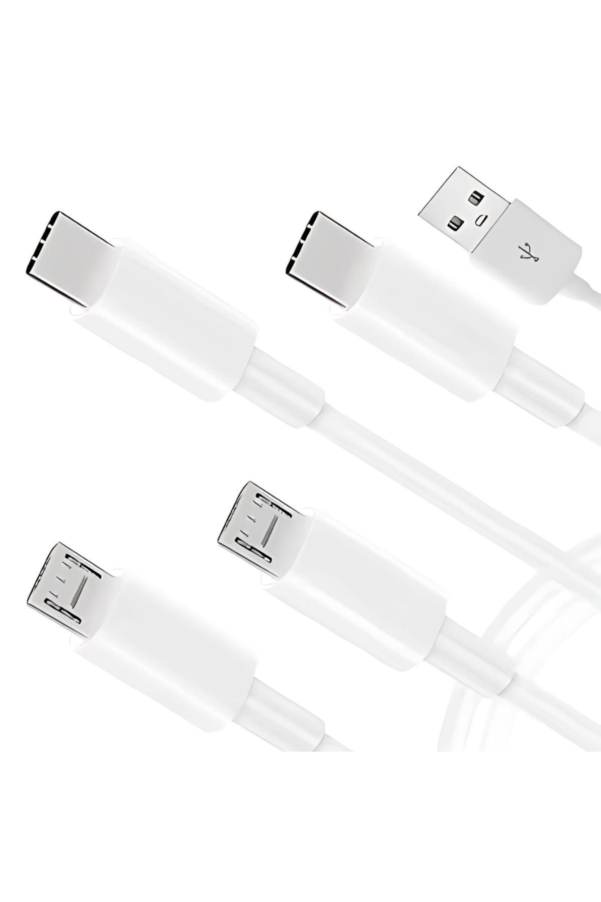 Alfais 4758 4 in 1 Şarj Kablosu 2x Type-C 2x Micro USB Çoklayıcı 1 Metre