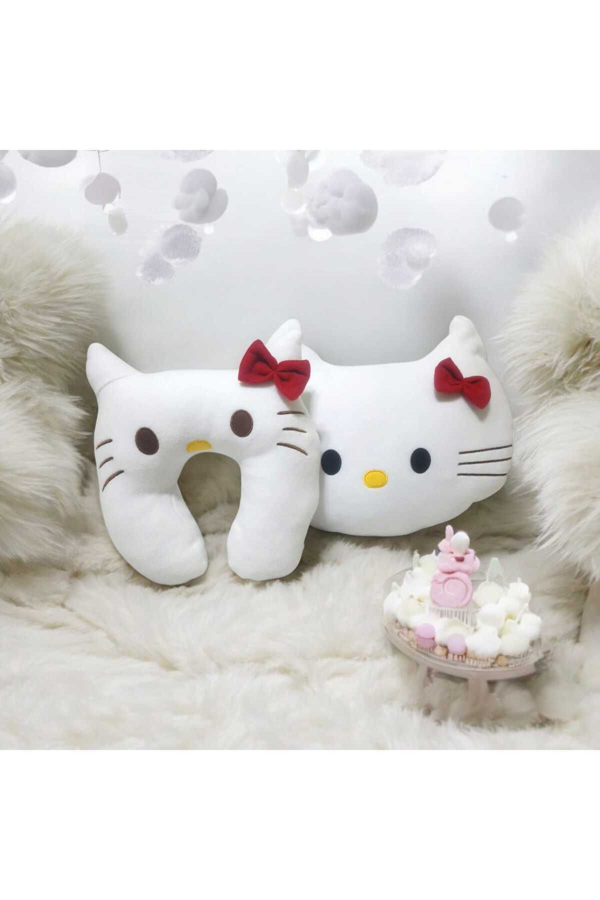 teknotrust Sevimli Hello Kitty yastık seti, yumuşak boyun yastığı, çocuk odası dekoru