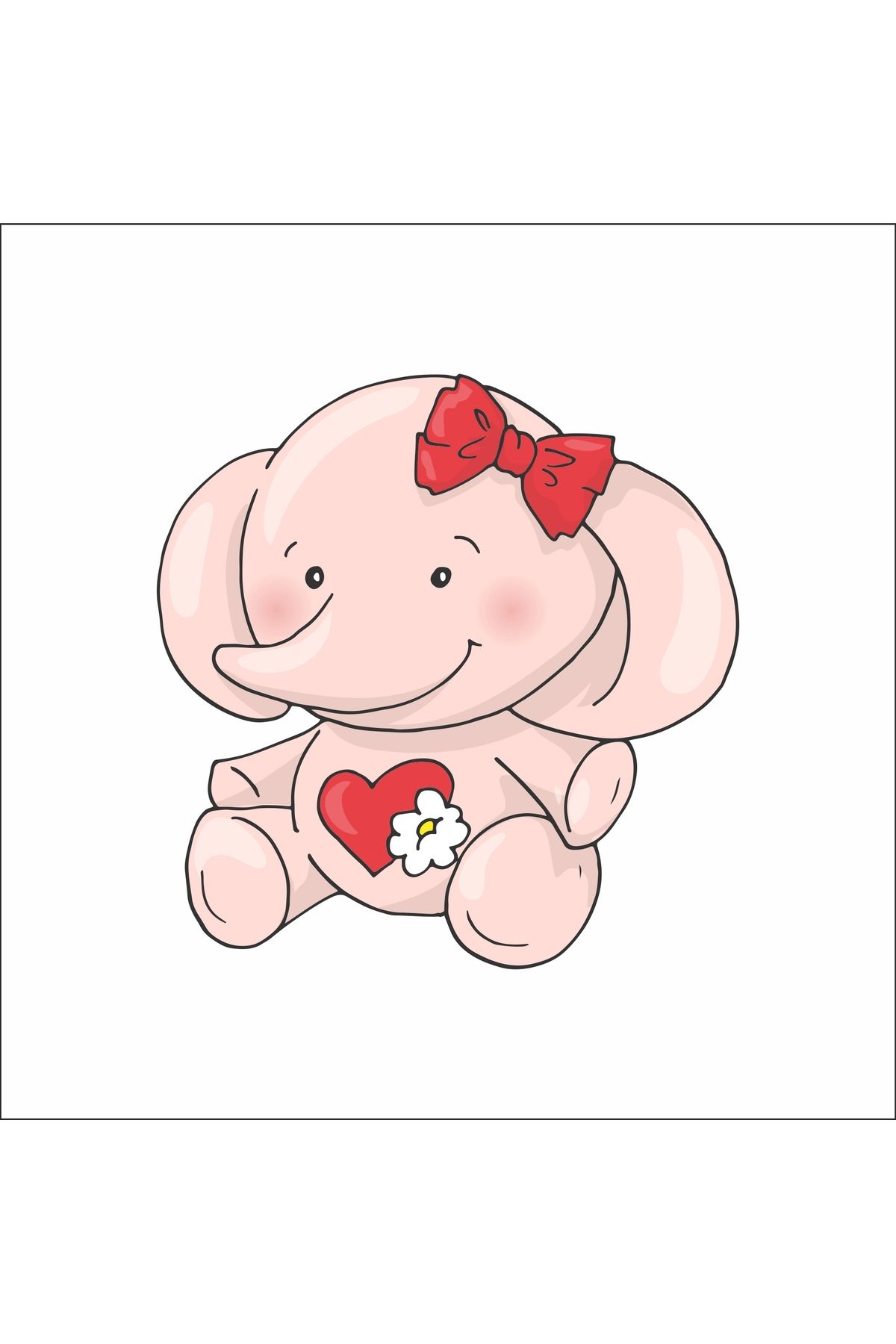 Reysa Tasarım Pembe Sevimli Fil Sticker