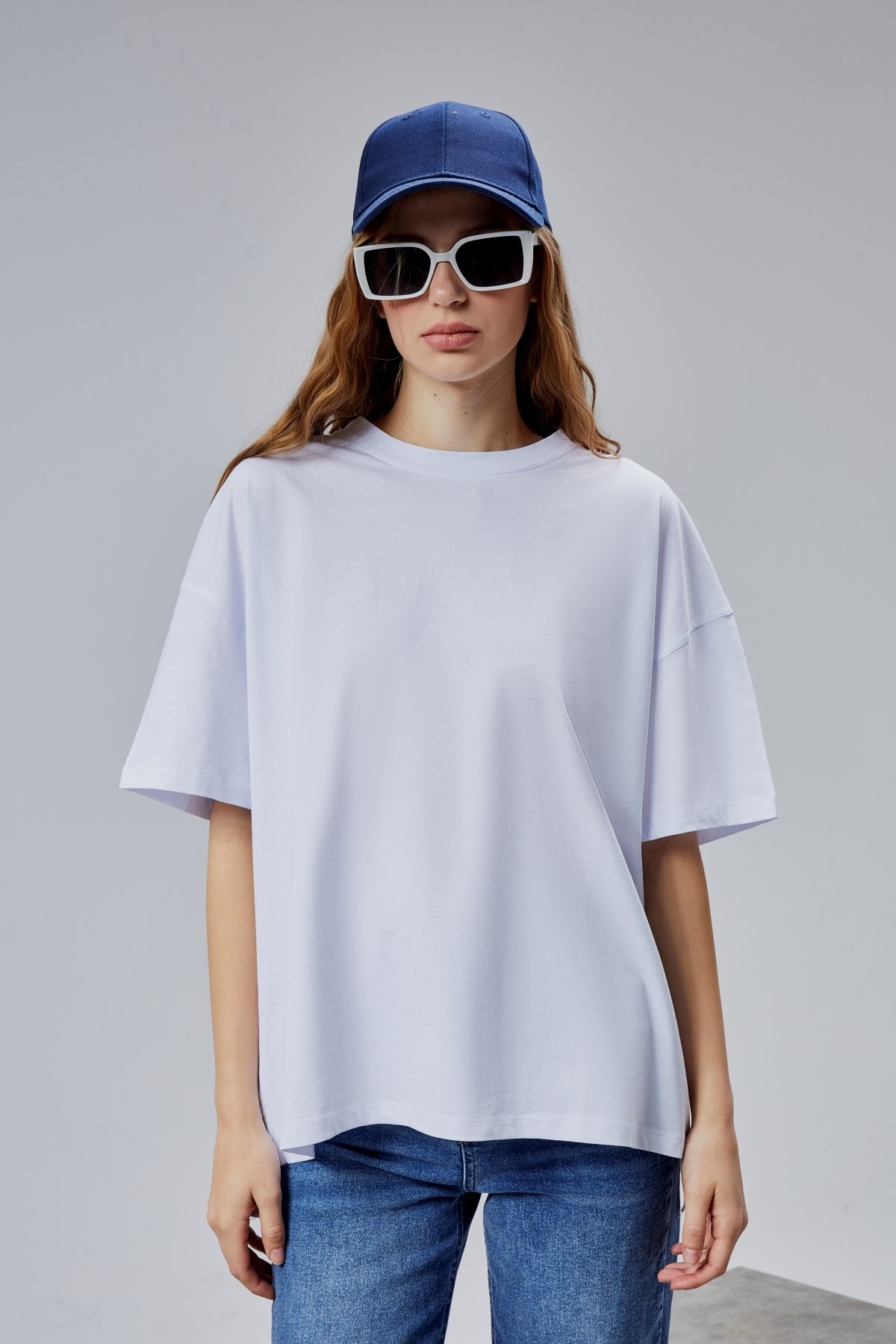 TF The Fancy For You Kadın Bisiklet Yaka Kısa Kollu Oversize Basic Tişört