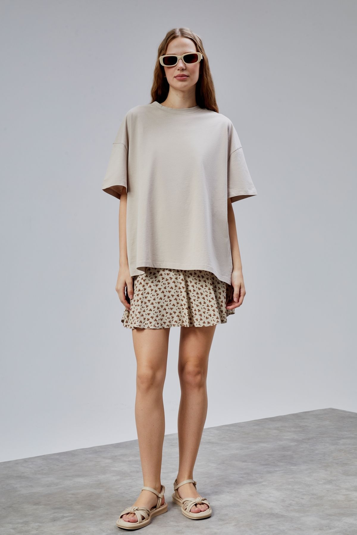 TF The Fancy For You Kadın Bisiklet Yaka Kısa Kollu Oversize Basic Tişört