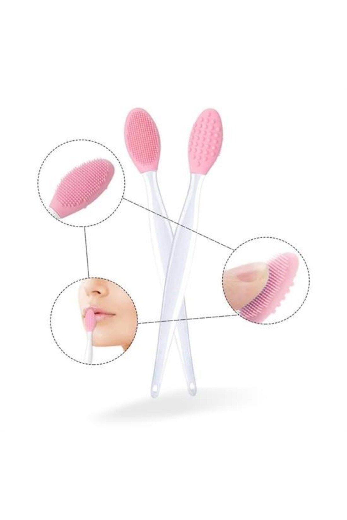 MEDUSHOP 2 Adet Dudak Fırçası Peeling Etkili Gözenek Siyah Nokta Temizleyici Çift Yönl