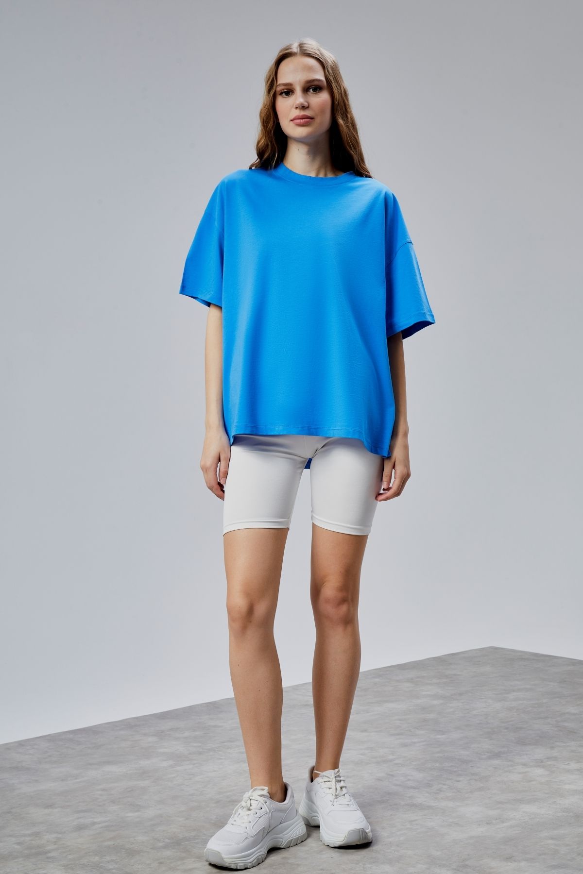 TF The Fancy For You Kadın Bisiklet Yaka Kısa Kollu Oversize Basic Tişört