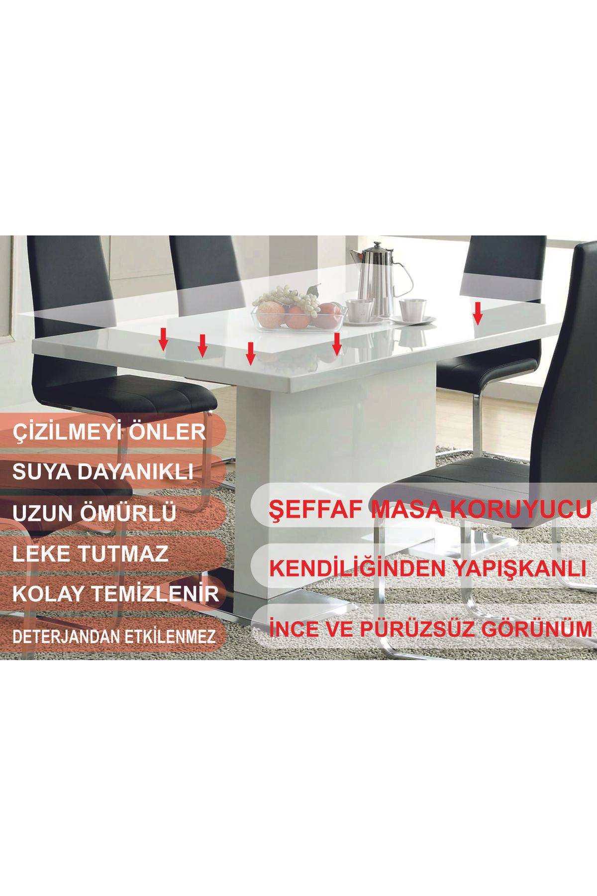 Baskı Madeni 100X200 CM - KORUYUCU MASA KAPLAMA - FAYANS - TEZGAH - KENDİNDEN YAPIŞKANLI ŞEFFAF KORUYUCU