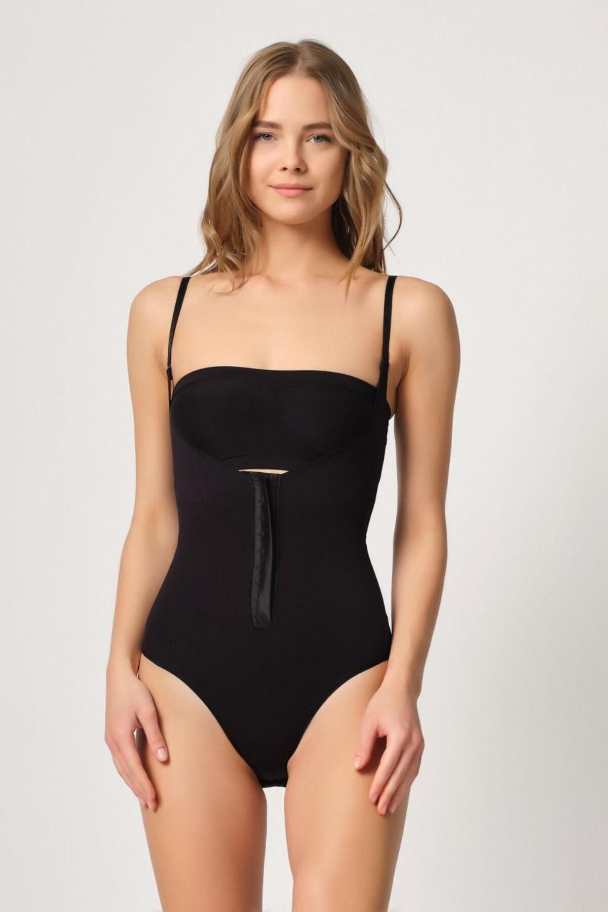 bazaar-turkey all you need SİYAH MI Emay 2043 Göğsü Açık Agraflı Body Korse