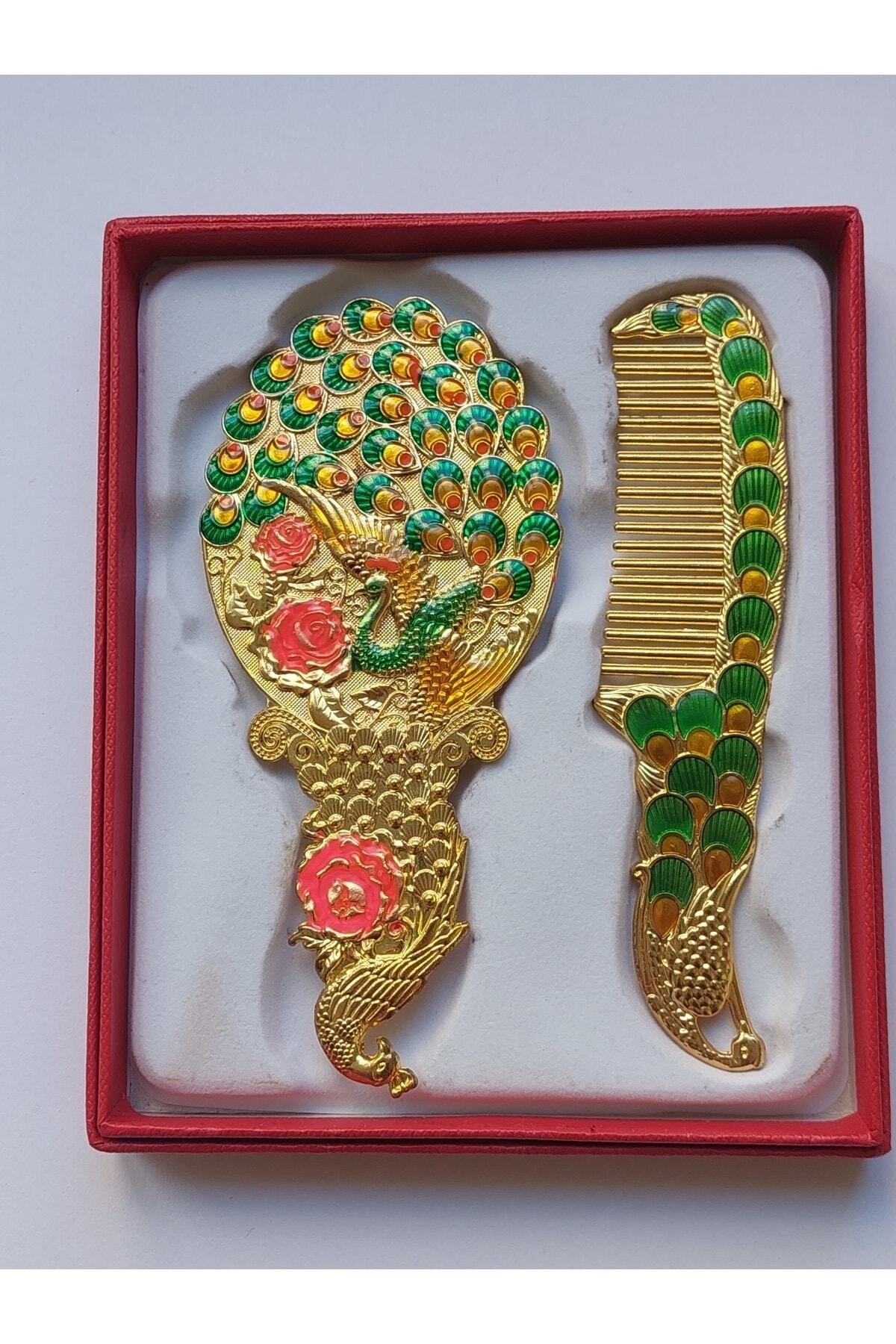 Elioure Metal ayna ve tarak seti, 15x12 cm, şık ve kullanışlı hediye seçeneği