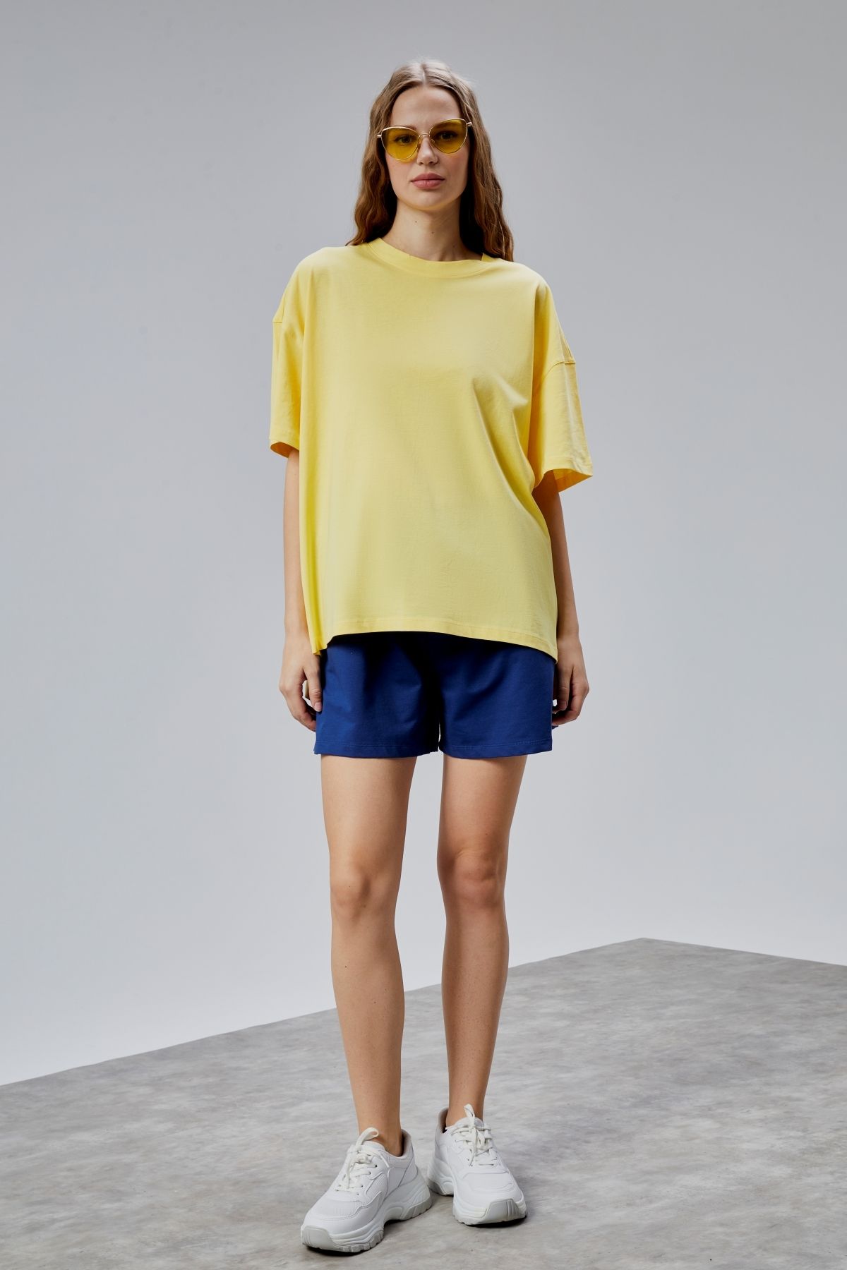 TF The Fancy For You Kadın Bisiklet Yaka Kısa Kollu Oversize Basic Tişört