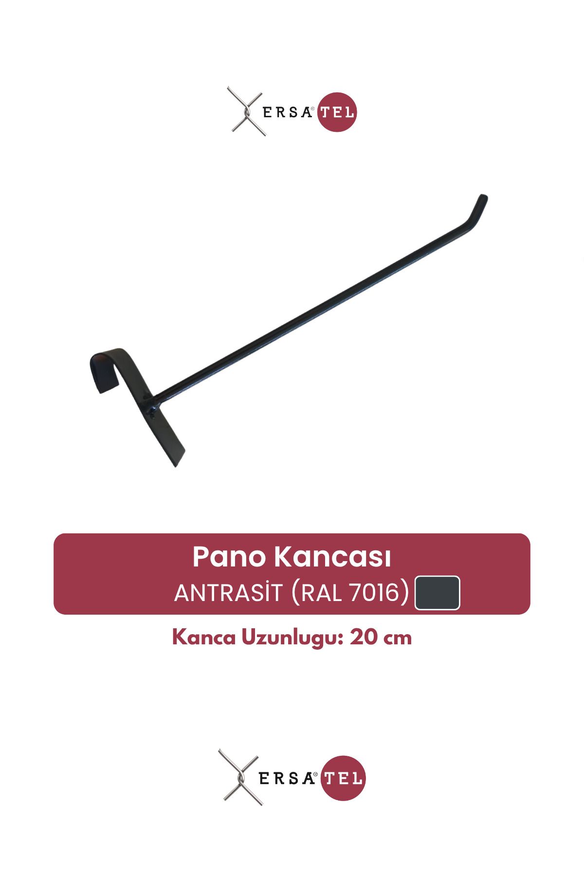 ERSA DEMİR ÇELİK Antrasit Gri Tel Pano Kancası 4 Adet 20 Cm Tel Pano Ve Stant Kancası