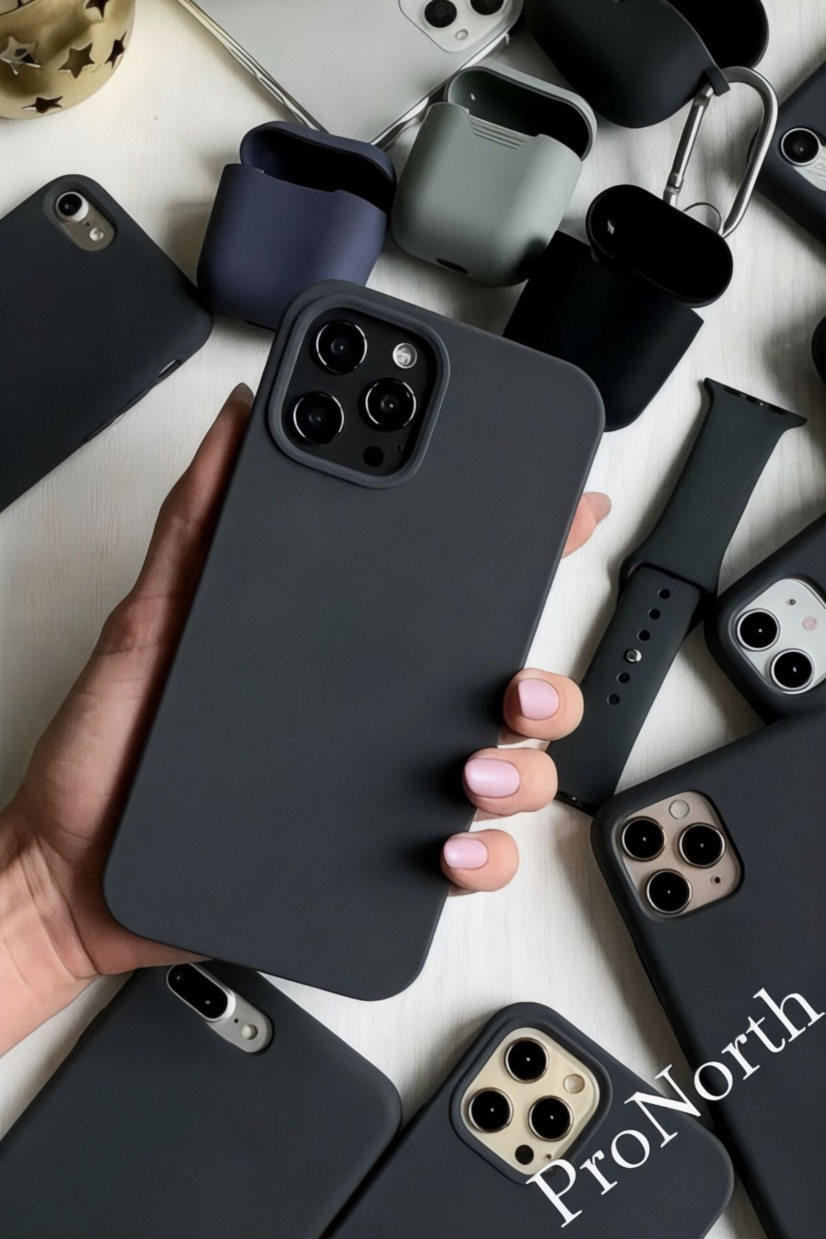 ProNorth Iphone 13 PRO Uyumlu Kılıf Logolu Lansman Soft Yumuşak Içi Kadife Silikon Kapak