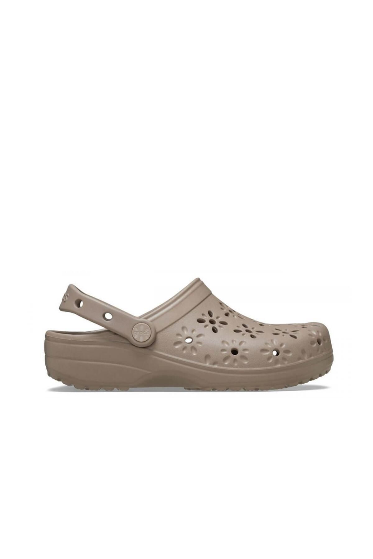 Crocs Classic Floral Cut Out Clog Kadın Terlik - Sütlü Kahve