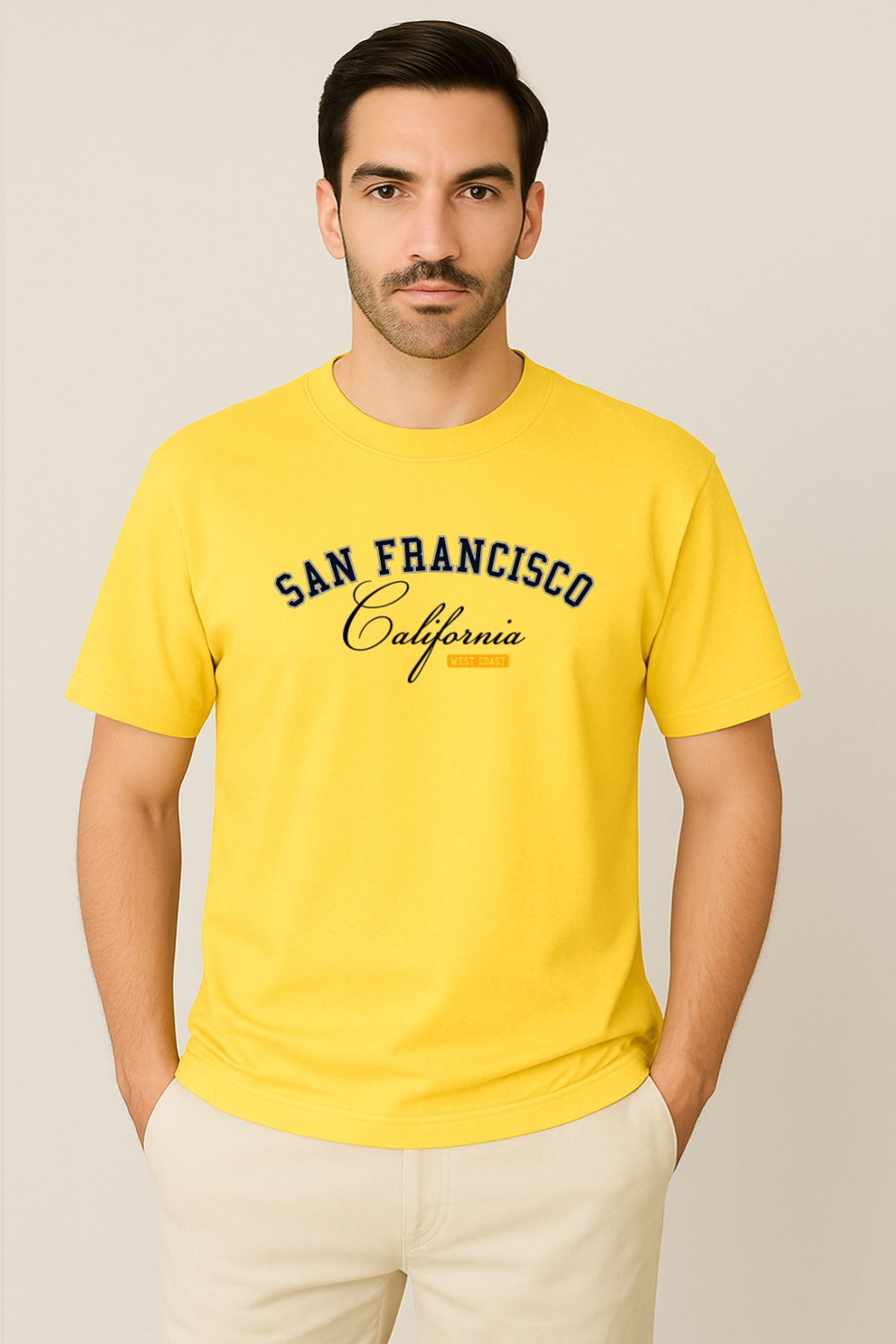 PARSHEY Erkek - Kadın %100 Pamuk San Francisco Baskılı Yarım Kollu Bisiklet Yaka T-Shirt